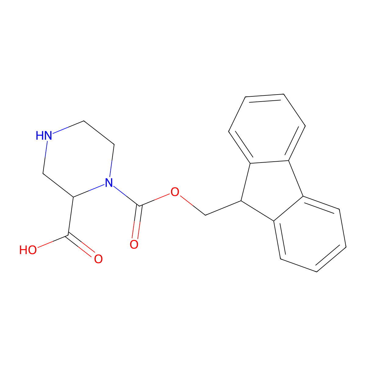 1-Fmoc-Piperazine-2-(R)-carboxylic acid molecular structure, CAS 1217738-69-6