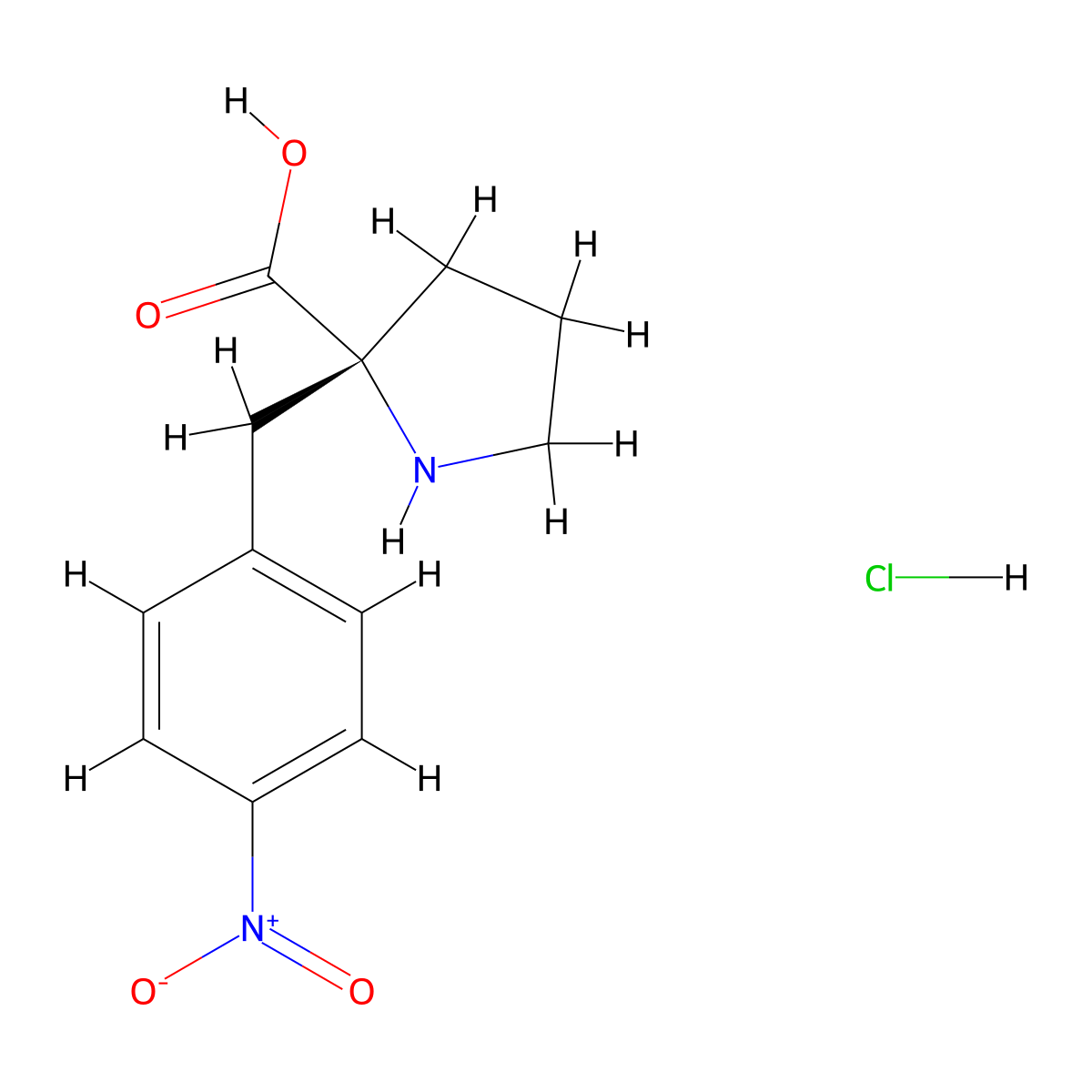 (R)-2-(4-Nitrobenzyl)pyrrolidine-2-carboxylic acid hydrochloride molecular structure, CAS 1217739-51-9