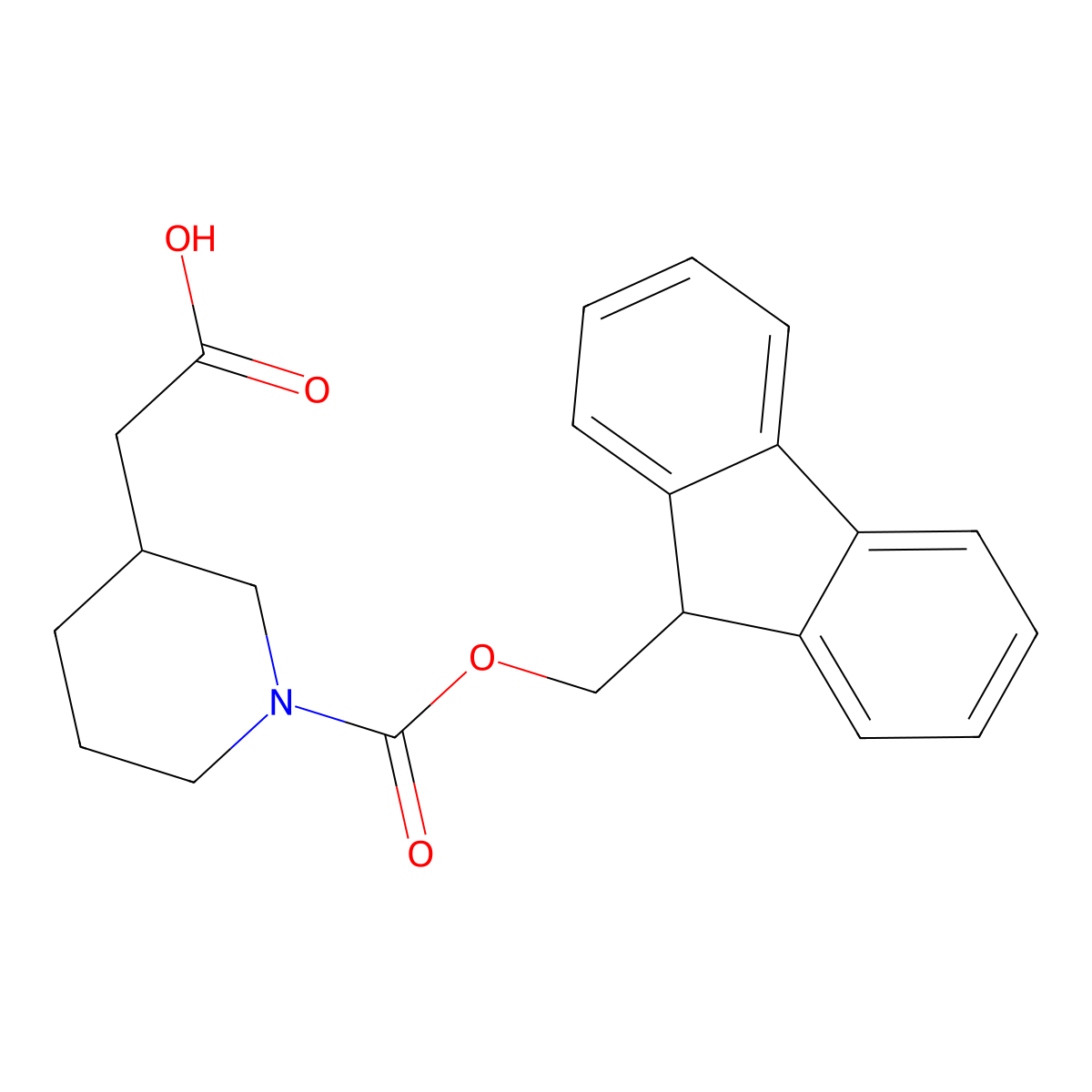 2-[(3R)-1-{[(9H-fluoren-9-yl)methoxy]carbonyl}piperidin-3-yl]acetic acid molecular structure, CAS 1217739-96-2