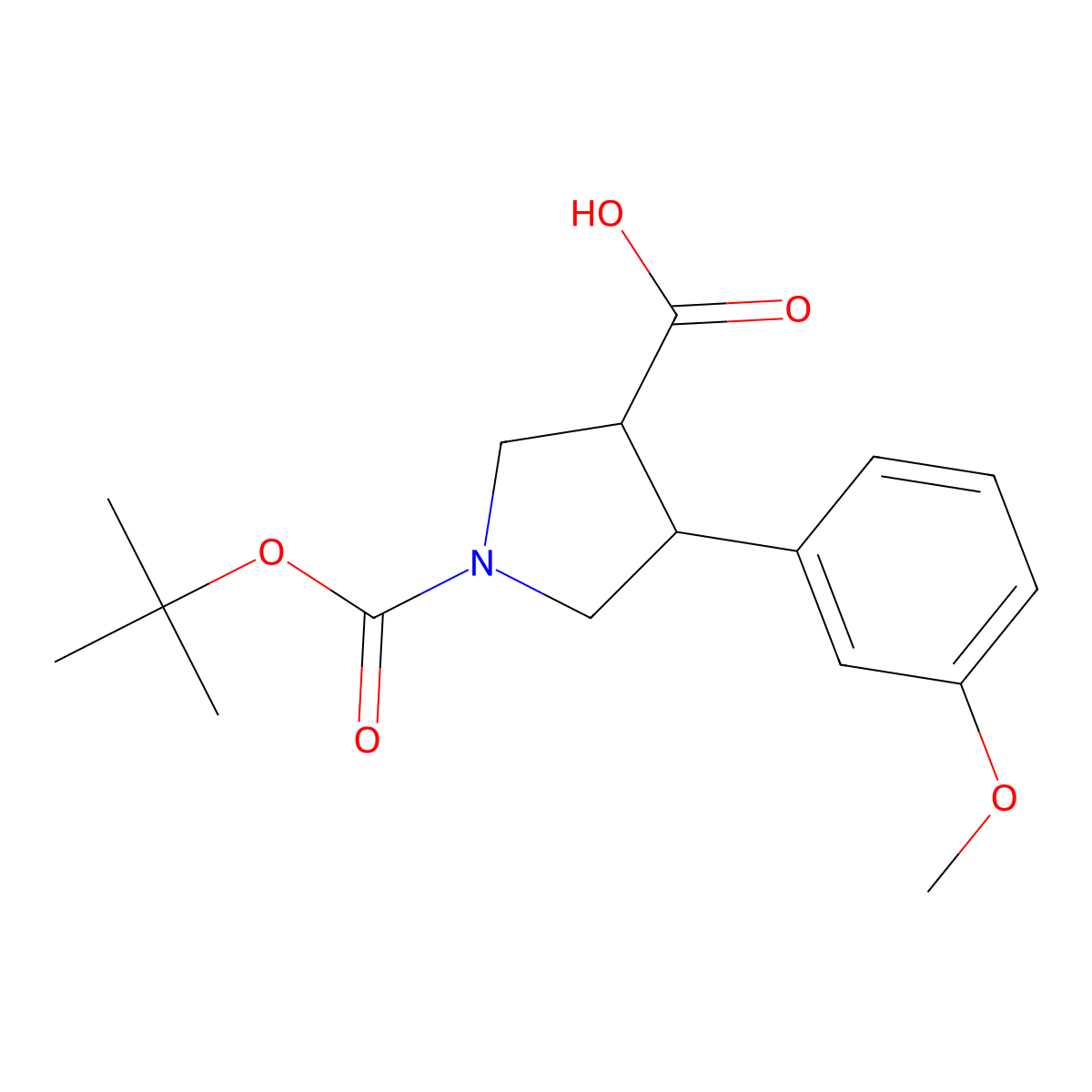 (3R,4S)-1-(tert-Butoxycarbonyl)-4-(3-methoxyphenyl)pyrrolidine-3-carboxylic acid molecular structure, CAS 1217740-96-9