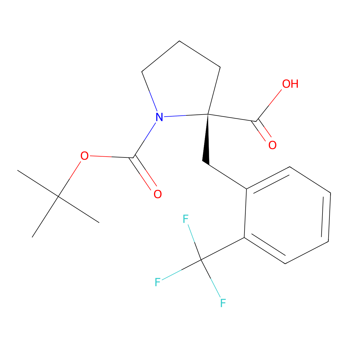 (S)-1-(tert-Butoxycarbonyl)-2-(2-(trifluoromethyl)benzyl)pyrrolidine-2-carboxylic acid molecular structure, CAS 1217741-53-1