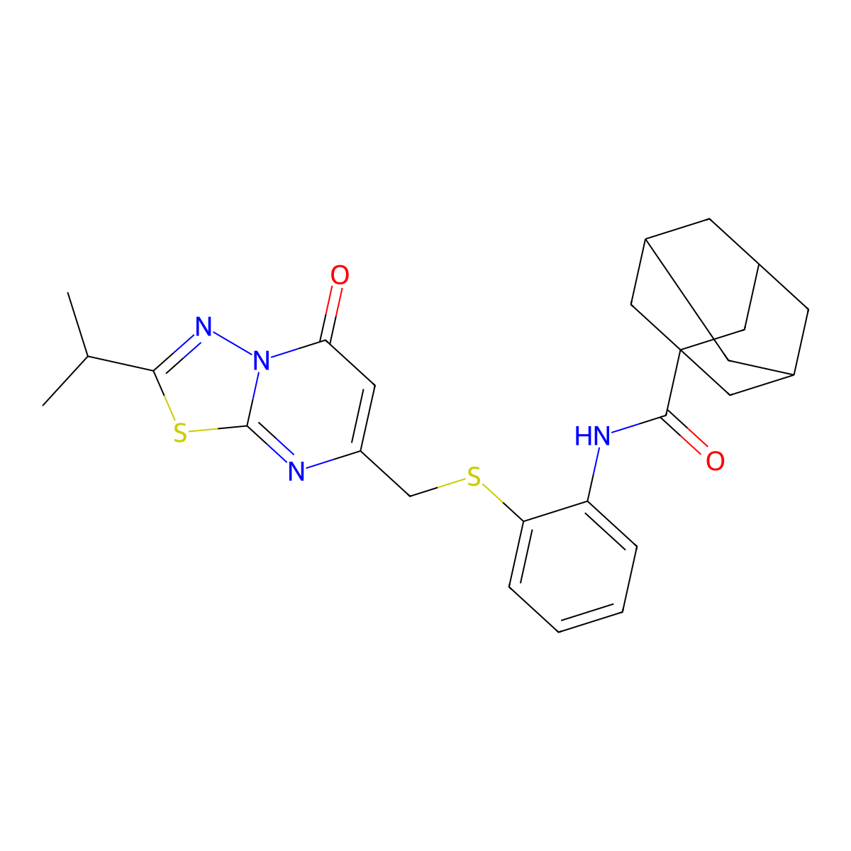 N-(2-{[(2-isopropyl-5-oxo-5H-[1,3,4]thiadiazolo[3,2-a]pyrimidin-7-yl)methyl]thio}phenyl)adamantane-1-carboxamide molecular structure, CAS 1217744-30-3