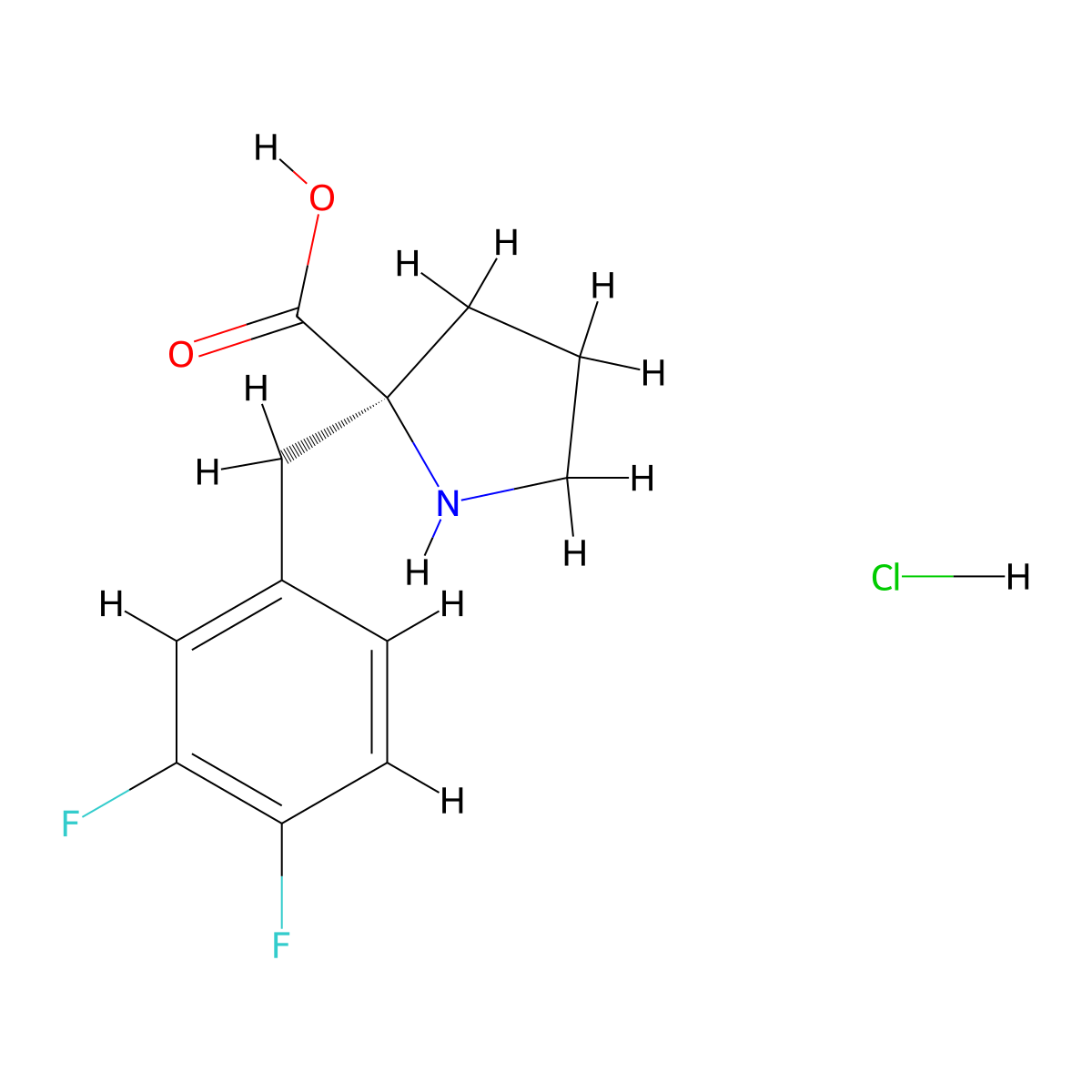 (S)-2-(3,4-Difluorobenzyl)pyrrolidine-2-carboxylic acid hydrochloride molecular structure, CAS 1217750-06-5