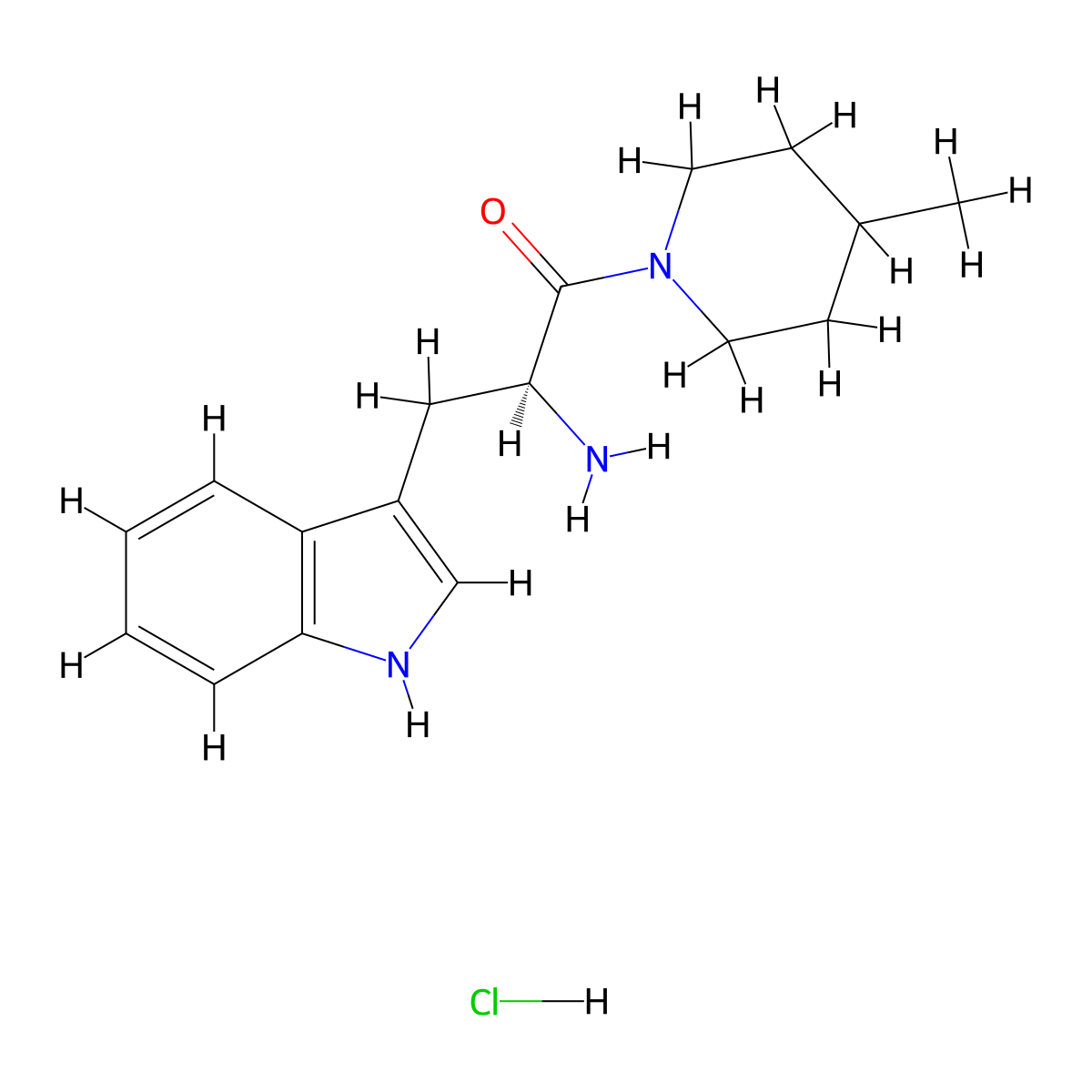 (2S)-2-amino-3-(1H-indol-3-yl)-1-(4-methylpiperidin-1-yl)propan-1-one hydrochloride molecular structure, CAS 1217751-05-7