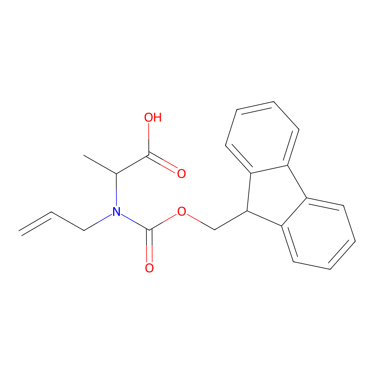 2-((((9H-Fluoren-9-yl)methoxy)carbonyl)(allyl)amino)propanoic acid molecular structure, CAS 1217751-94-4