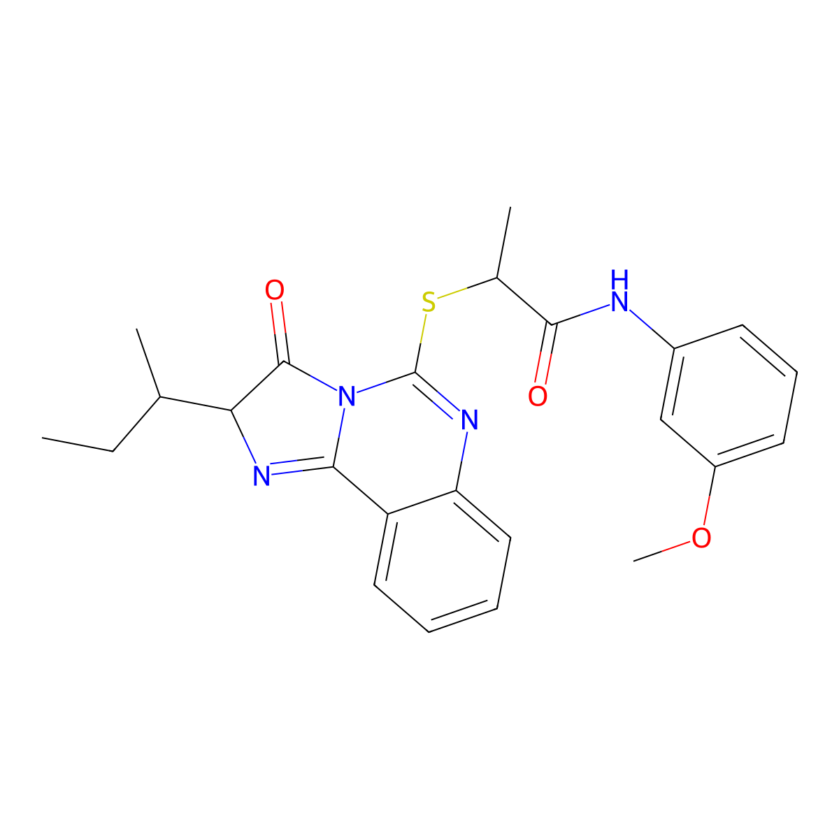 2-((2-(sec-butyl)-3-oxo-2,3-dihydroimidazo[1,2-c]quinazolin-5-yl)thio)-N-(3-methoxyphenyl)propanamide molecular structure, CAS 1217752-19-6