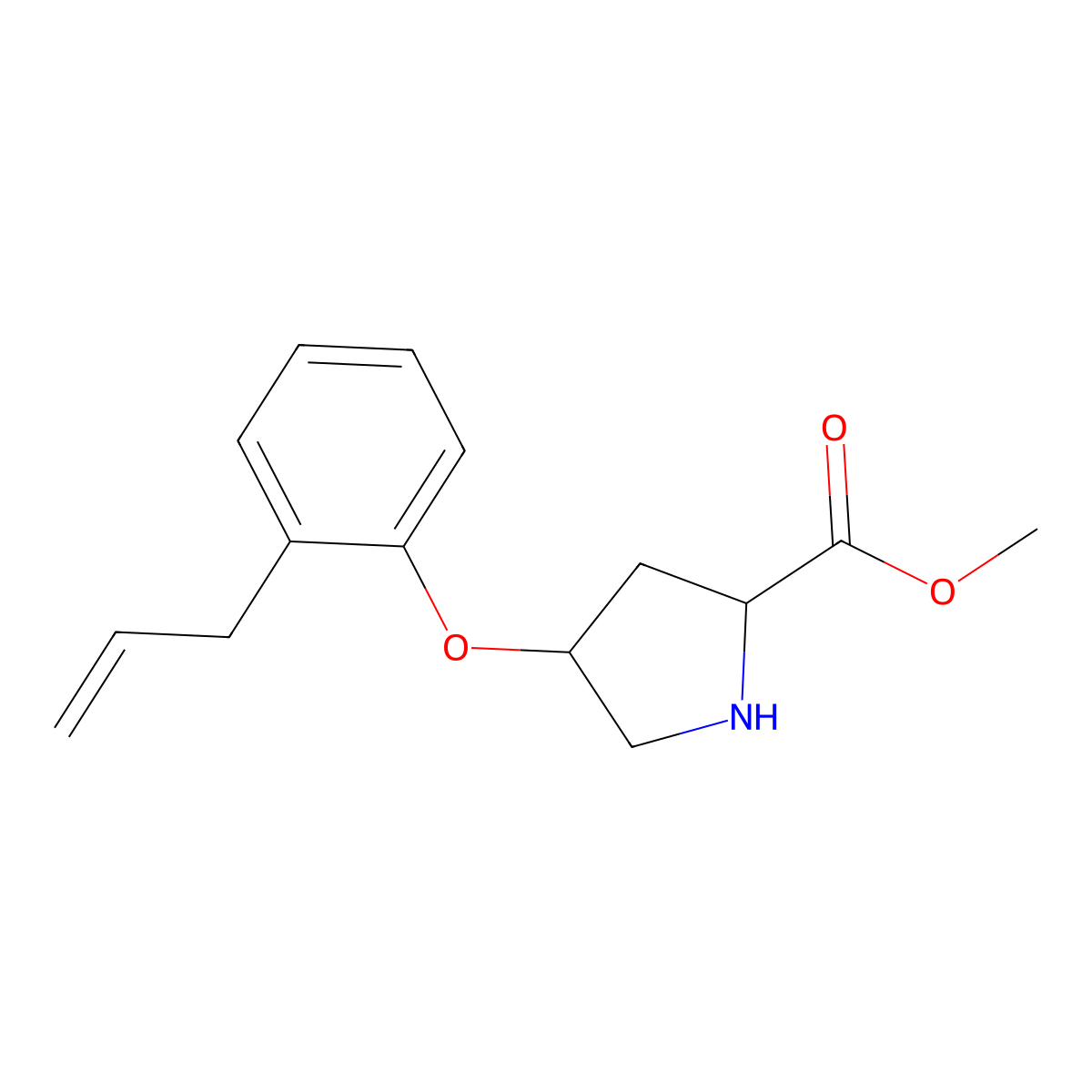 Methyl (2S,4S)-4-(2-allylphenoxy)-2-pyrrolidinecarboxylate molecular structure, CAS 1217752-37-8