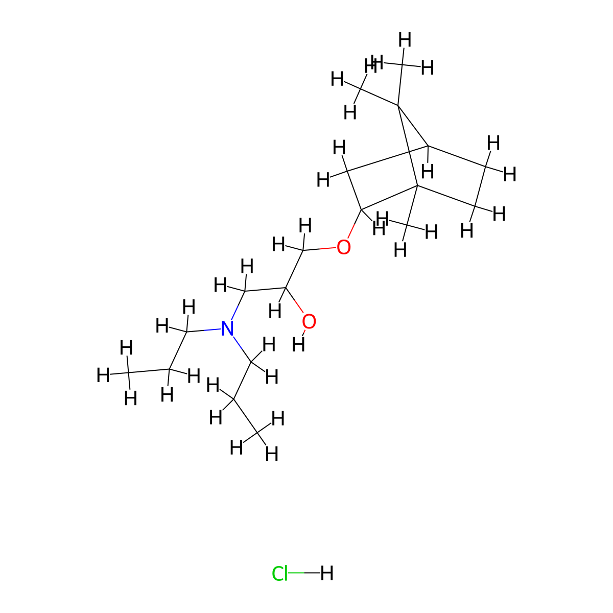 1-(dipropylamino)-3-(((1S,4R)-1,7,7-trimethylbicyclo[2.2.1]heptan-2-yl)oxy)propan-2-ol hydrochloride molecular structure, CAS 1217752-84-5
