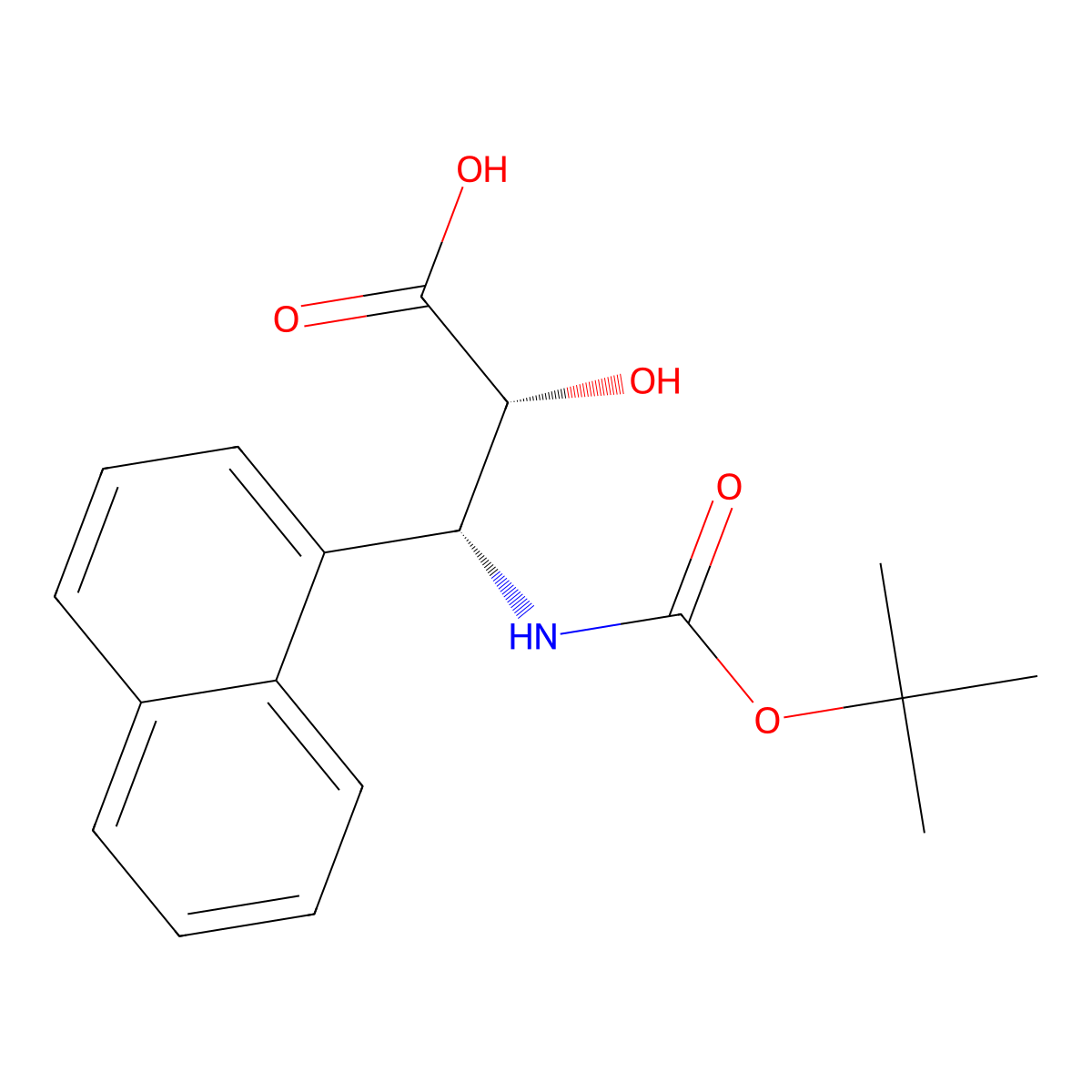 (2R,3R)-3-((tert-Butoxycarbonyl)amino)-2-hydroxy-3-(naphthalen-1-yl)propanoic acid molecular structure, CAS 1217753-28-0