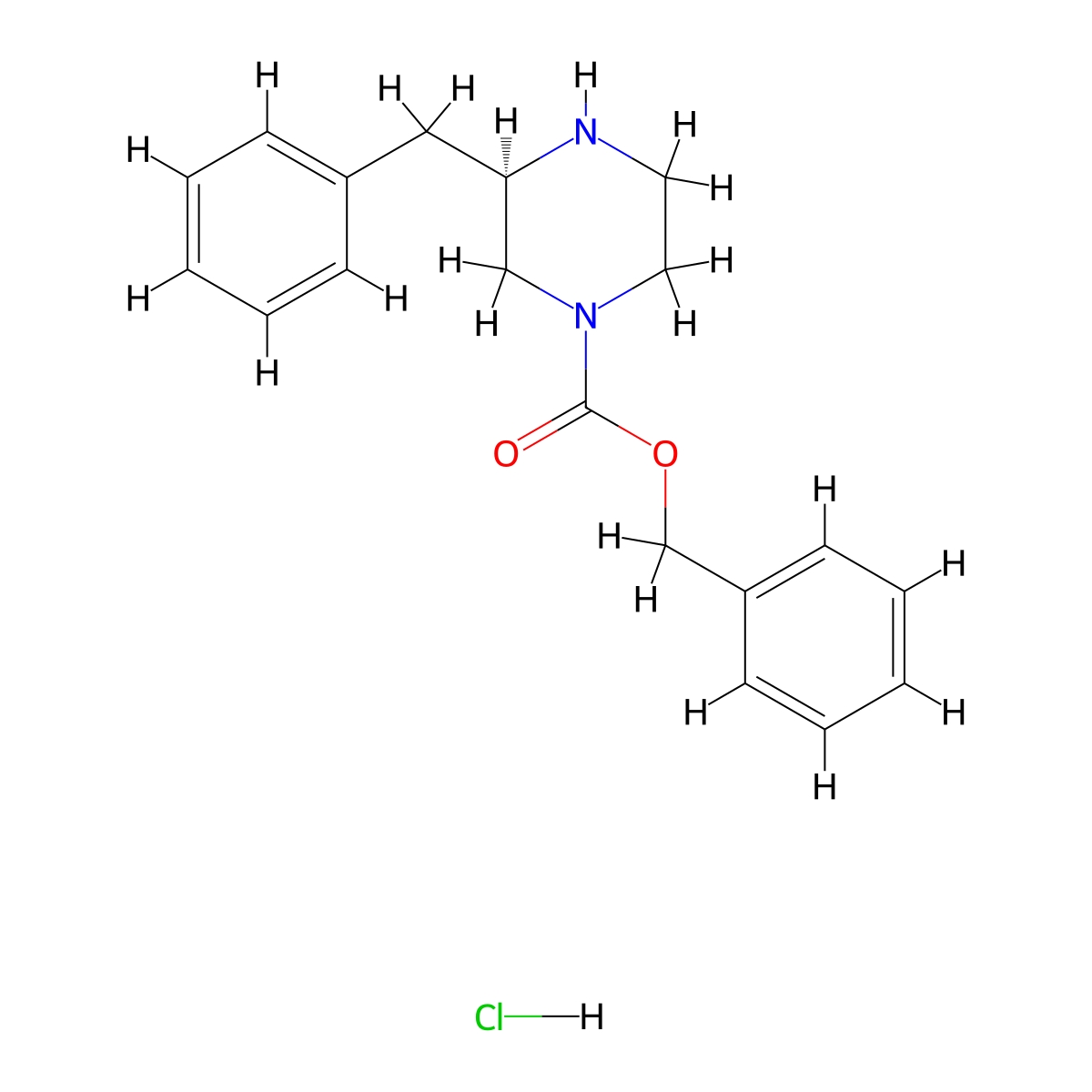 (R)-Benzyl 3-benzylpiperazine-1-carboxylate hydrochloride molecular structure, CAS 1217753-37-1