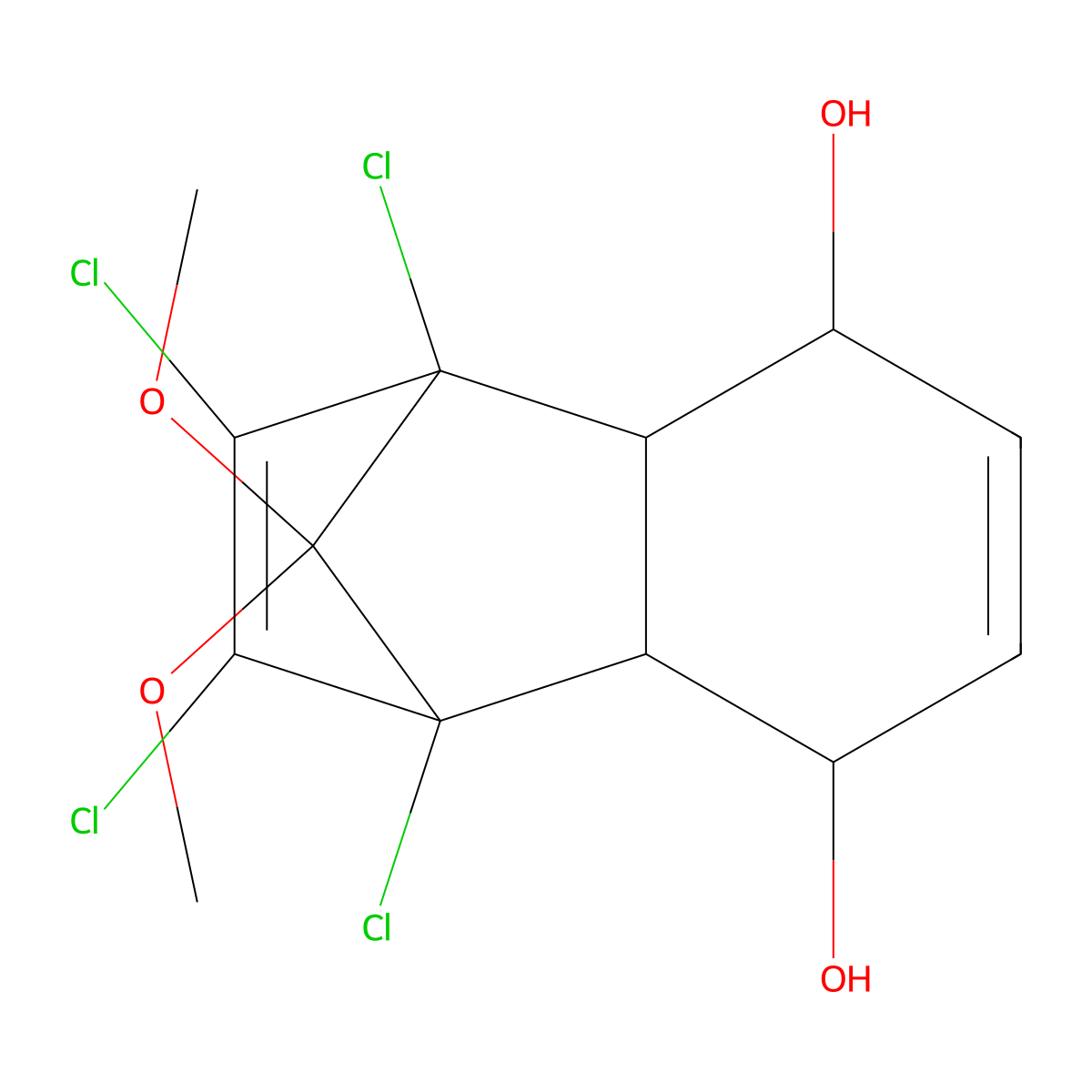1,2,3,4-Tetrachloro-9,9-dimethoxy-hexahydro-1,4-methano-naphthalene-5,8-diol molecular structure, CAS 1217756-58-5