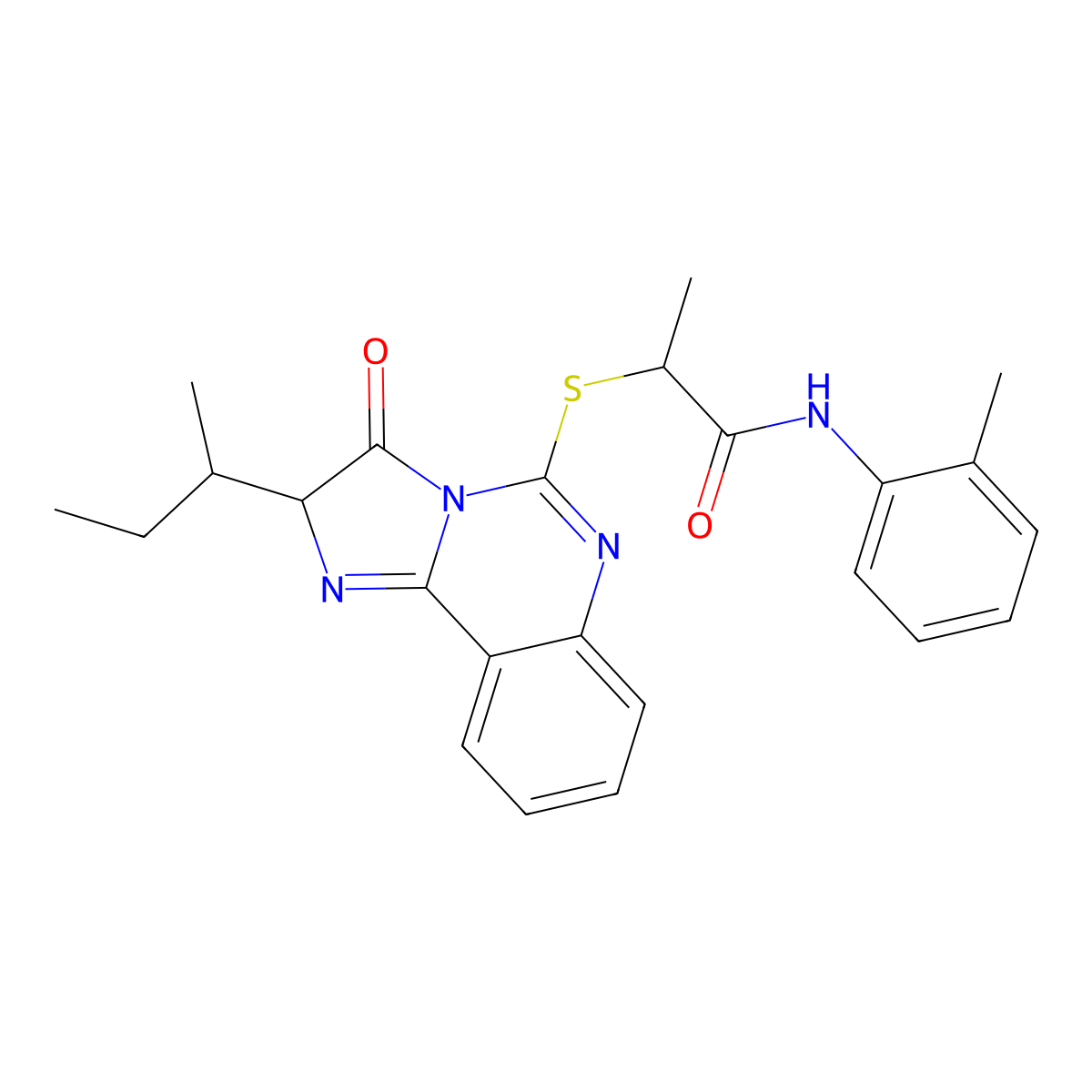 2-((2-(sec-butyl)-3-oxo-2,3-dihydroimidazo[1,2-c]quinazolin-5-yl)thio)-N-(o-tolyl)propanamide molecular structure, CAS 1217756-69-8