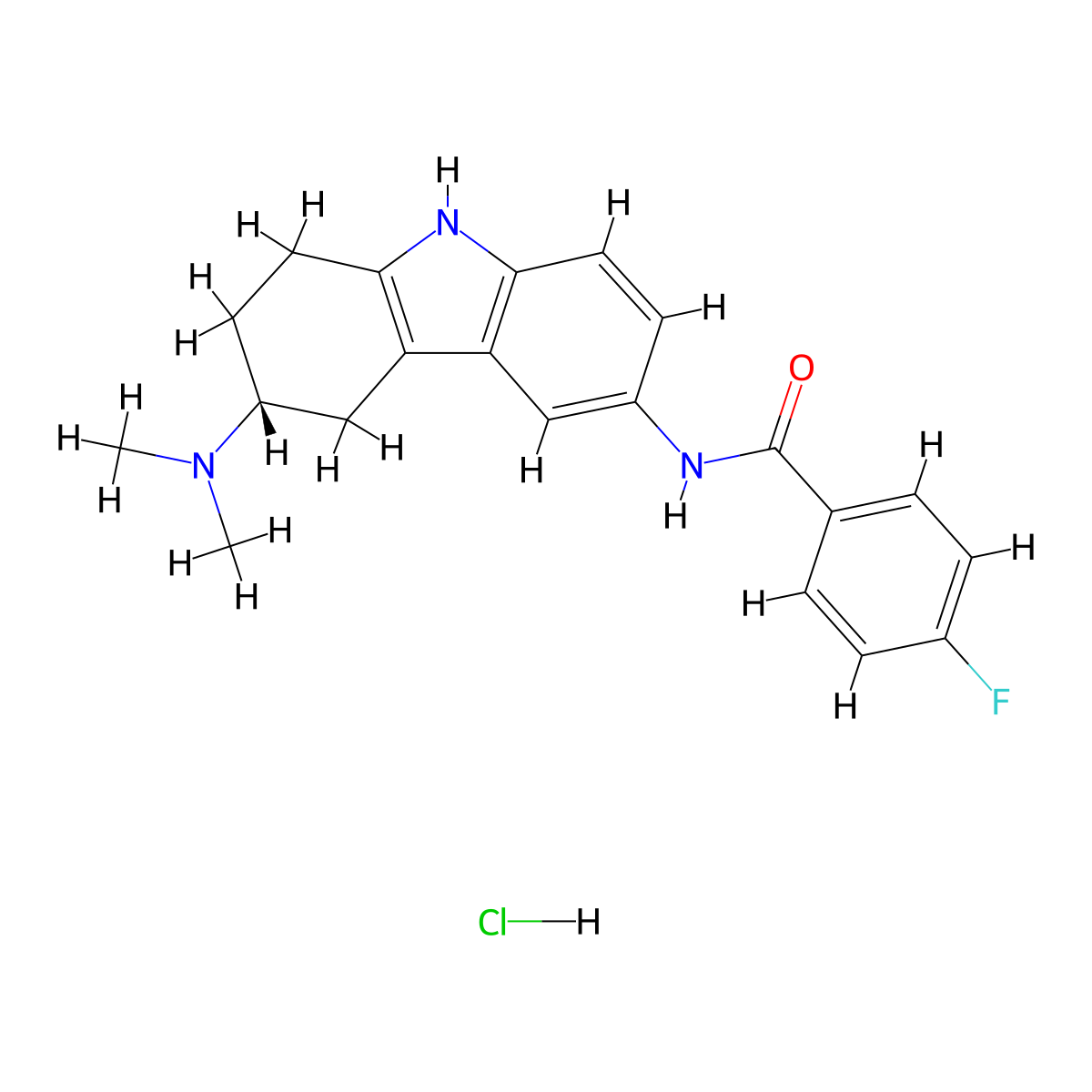(R)-N-(3-(Dimethylamino)-2,3,4,9-tetrahydro-1H-carbazol-6-yl)-4-fluorobenzamide hydrochloride molecular structure, CAS 1217756-94-9