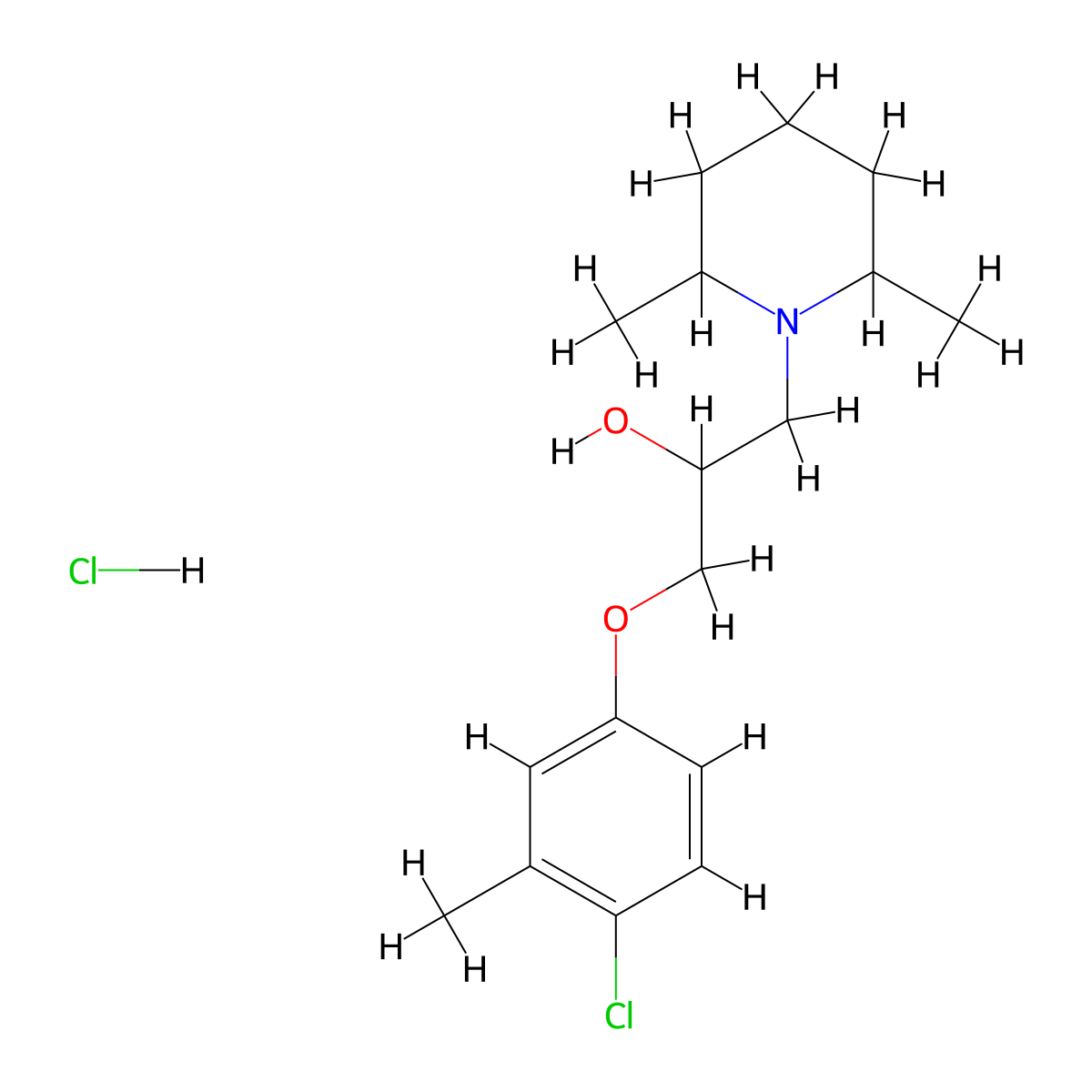 1-(4-Chloro-3-methylphenoxy)-3-(2,6-dimethylpiperidin-1-yl)propan-2-ol hydrochloride molecular structure, CAS 1217758-43-4