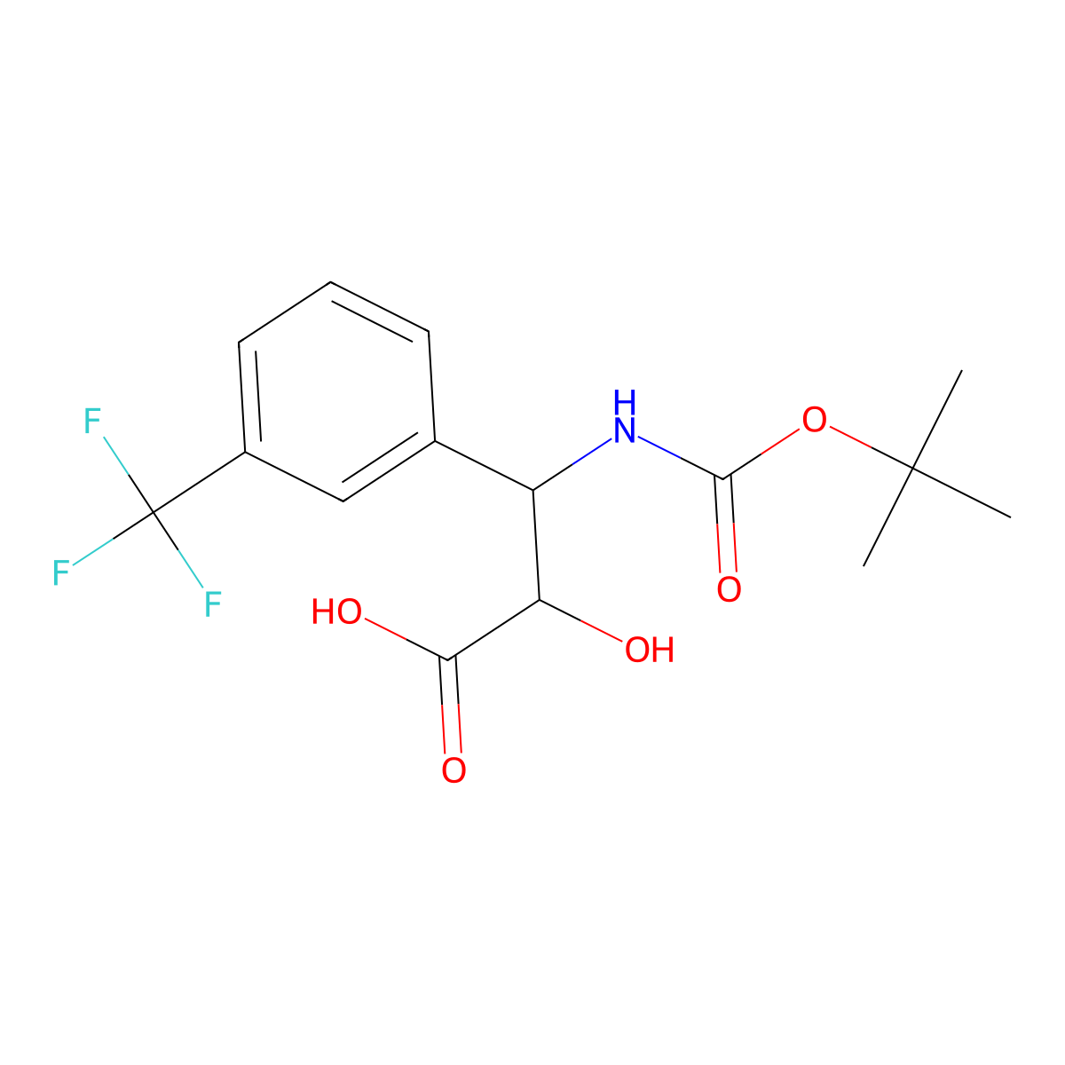 (2R,3R)-3-((tert-Butoxycarbonyl)amino)-2-hydroxy-3-(3-(trifluoromethyl)phenyl)propanoic acid molecular structure, CAS 1217758-46-7