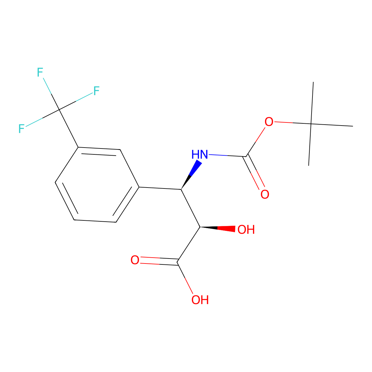 (2R,3R)-3-((tert-Butoxycarbonyl)amino)-2-hydroxy-3-(3-(trifluoromethyl)phenyl)propanoic acid molecular structure, CAS 1217758-46-7