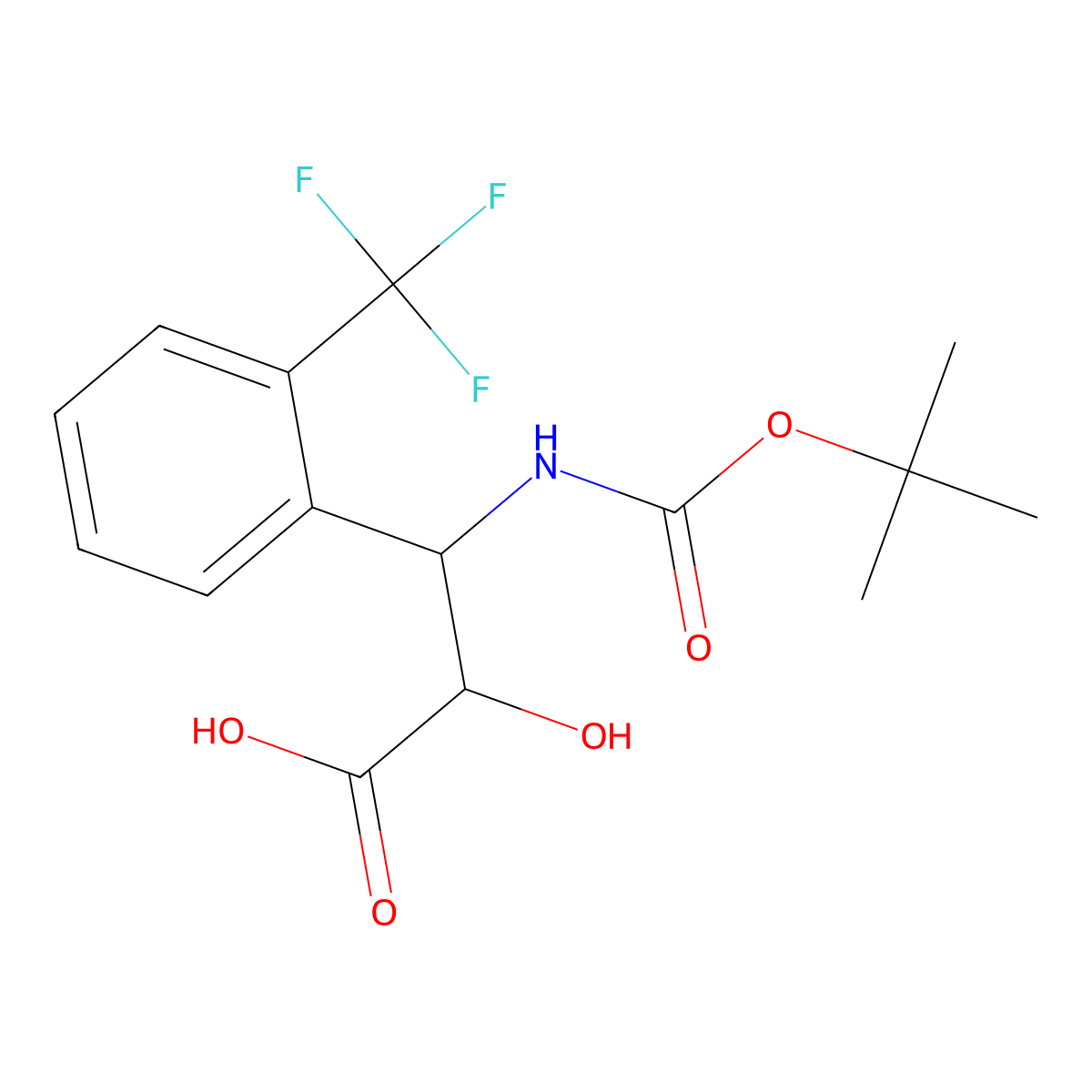(2R,3R)-3-((tert-Butoxycarbonyl)amino)-2-hydroxy-3-(2-(trifluoromethyl)phenyl)propanoic acid molecular structure, CAS 1217762-48-5