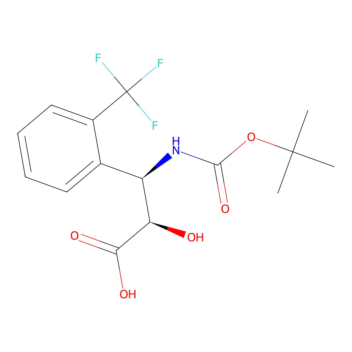(2R,3R)-3-((tert-Butoxycarbonyl)amino)-2-hydroxy-3-(2-(trifluoromethyl)phenyl)propanoic acid molecular structure, CAS 1217762-48-5