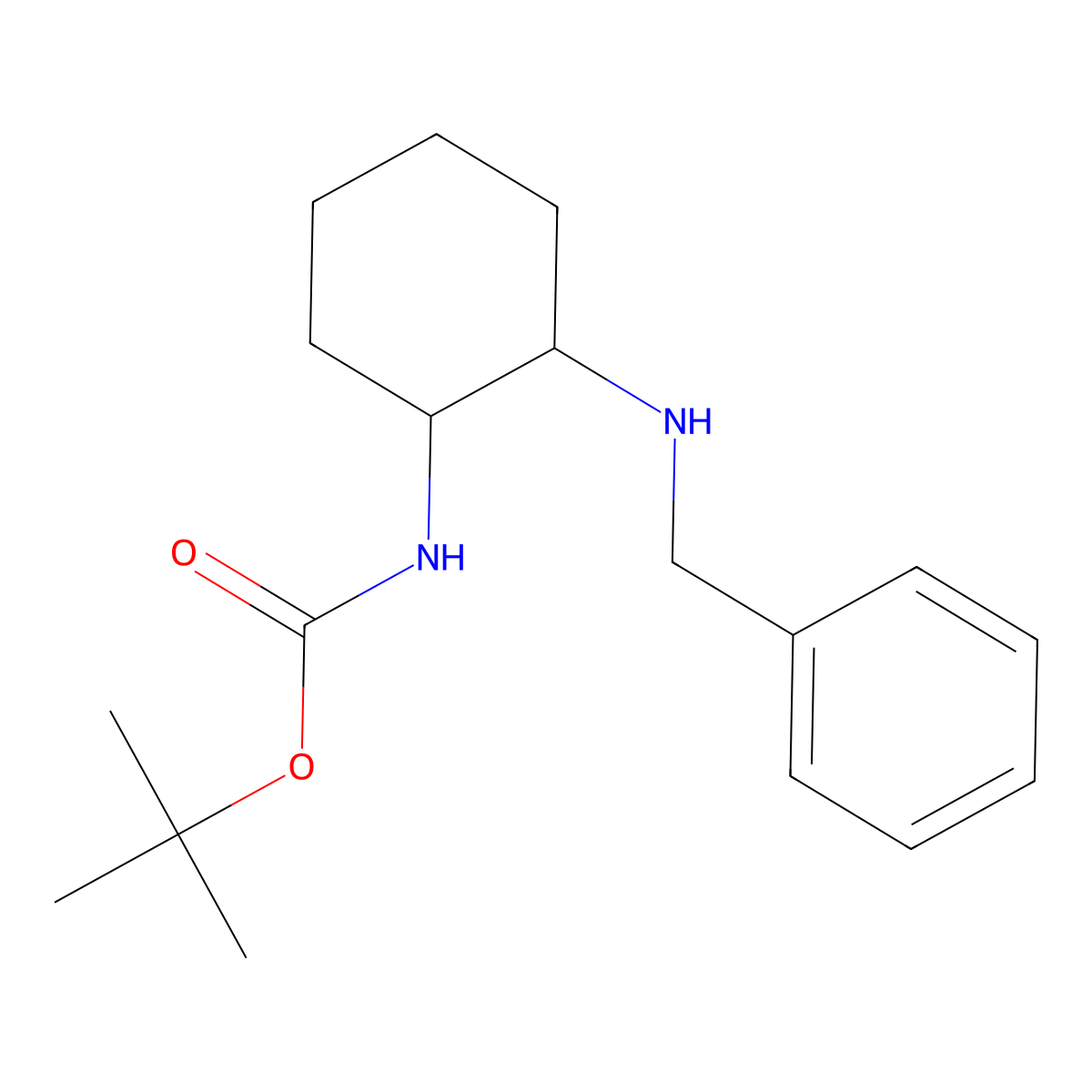 tert-Butyl ((1R,2R)-2-(benzylamino)cyclohexyl)carbamate molecular structure, CAS 1217764-63-0