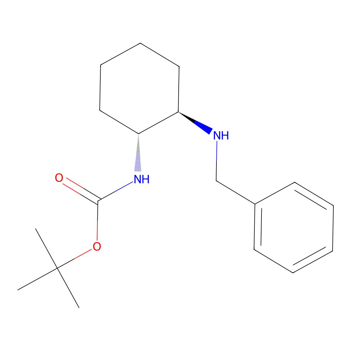 tert-Butyl ((1R,2R)-2-(benzylamino)cyclohexyl)carbamate molecular structure, CAS 1217764-63-0