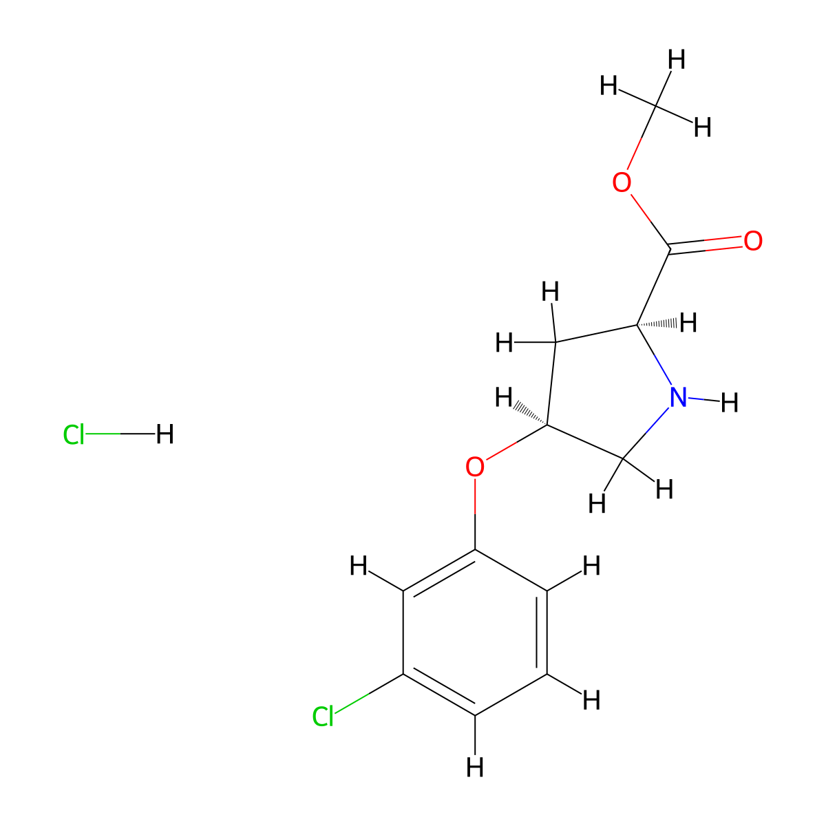 Methyl (2S,4S)-4-(3-chlorophenoxy)-2-pyrrolidinecarboxylate hydrochloride molecular structure, CAS 1217769-81-7