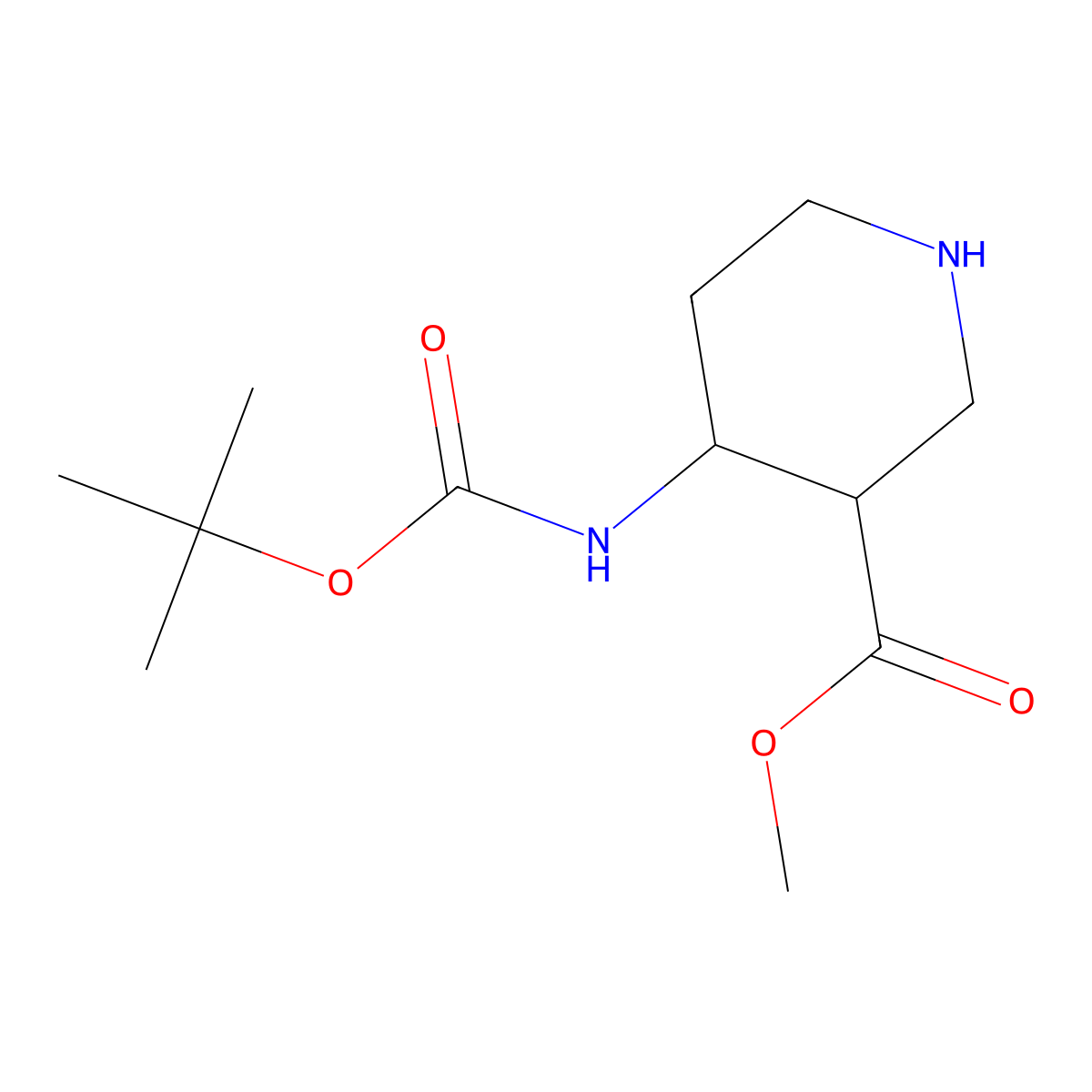 trans-4-Boc-Amino-piperidine-3-carboxylic acid methyl ester molecular structure, CAS 1217774-23-6