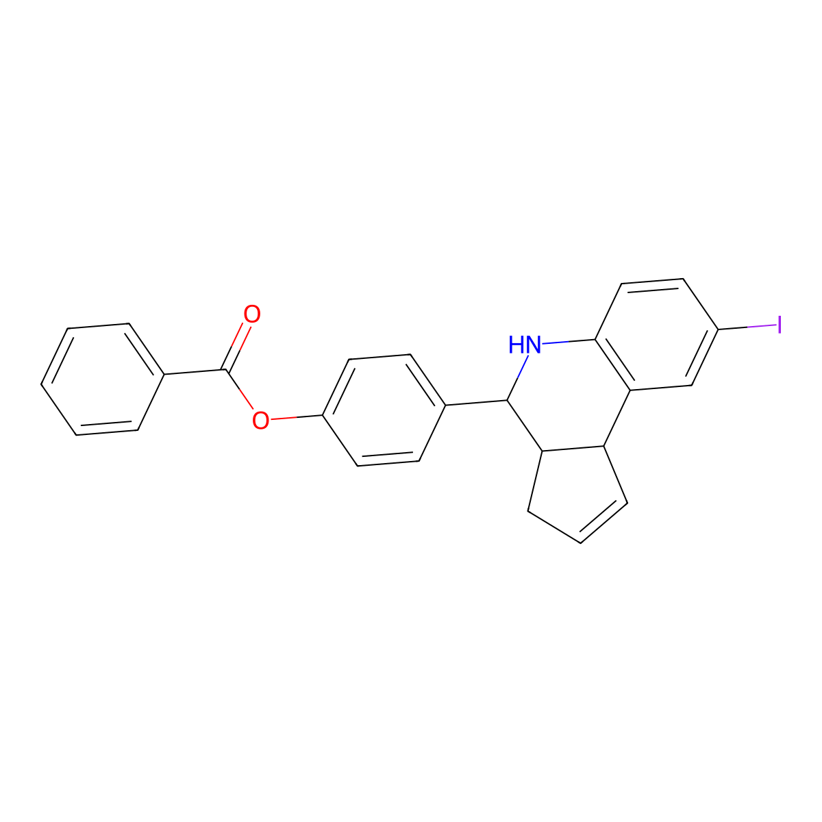 4-[(3aS,4R,9bR)-8-iodo-3a,4,5,9b-tetrahydro-3H-cyclopenta[c]quinolin-4-yl]phenyl benzoate molecular structure, CAS 1217775-77-3