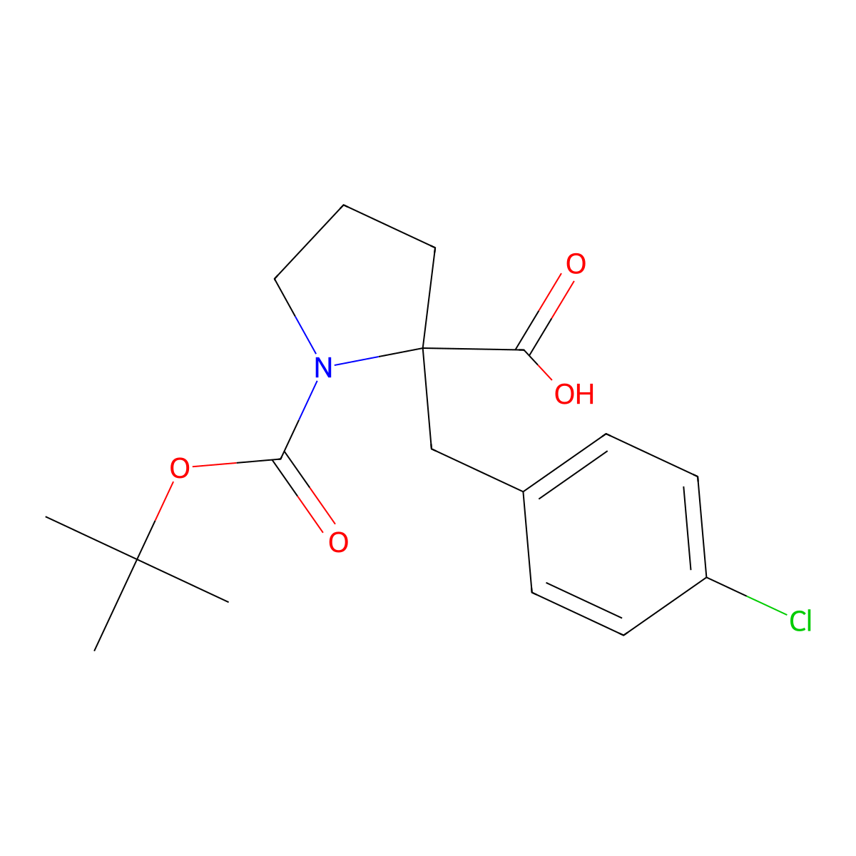 (S)-1-(tert-Butoxycarbonyl)-2-(4-chlorobenzyl)pyrrolidine-2-carboxylic acid molecular structure, CAS 1217777-96-2