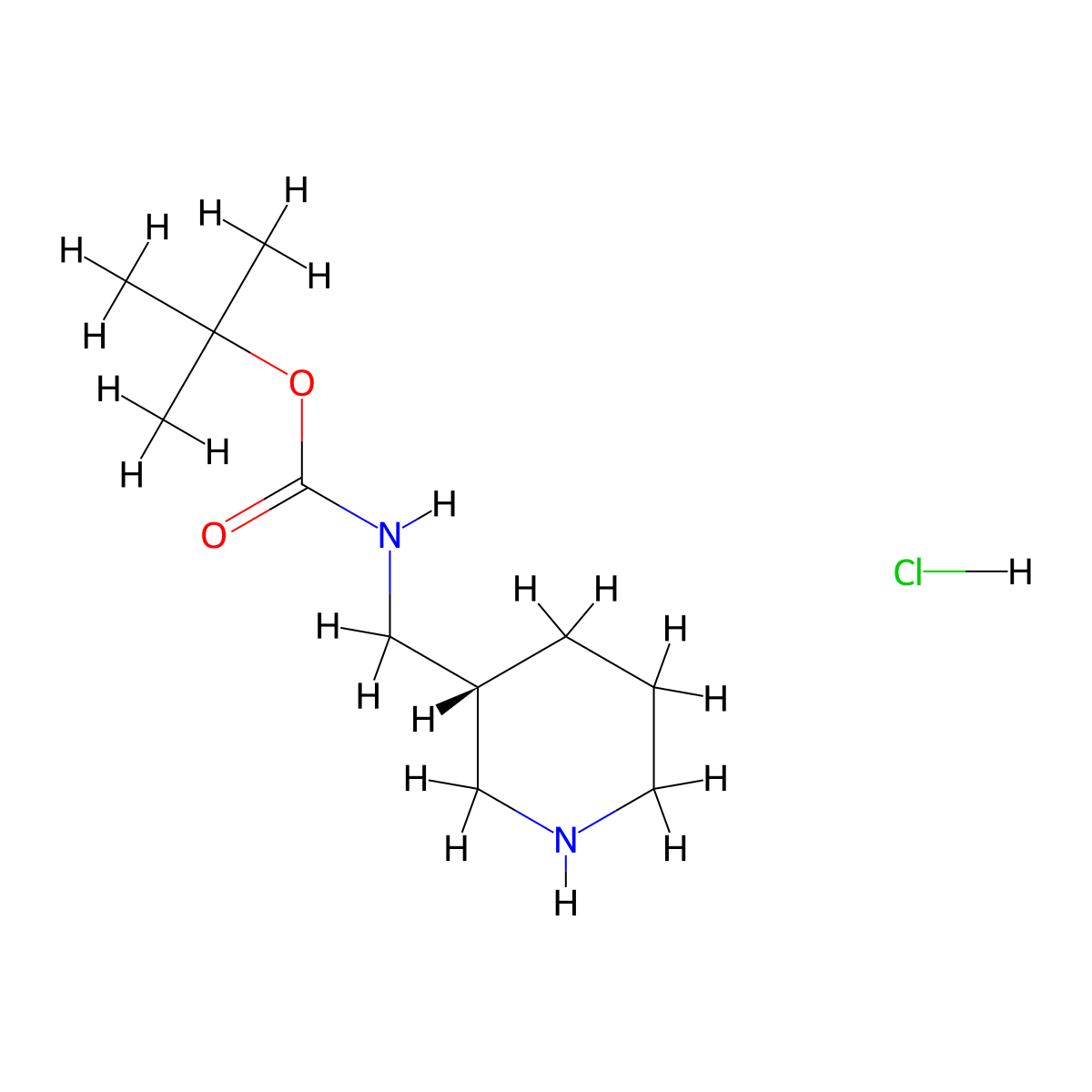 (R)-tert-Butyl (piperidin-3-ylmethyl)carbamate hydrochloride molecular structure, CAS 1217778-64-7