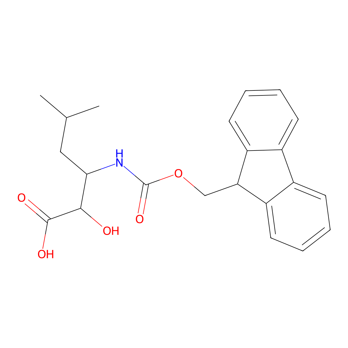 Fmoc-(2R,3R)-3-amino-2-hydroxy-5-methylhexanoic acid molecular structure, CAS 1217779-00-4