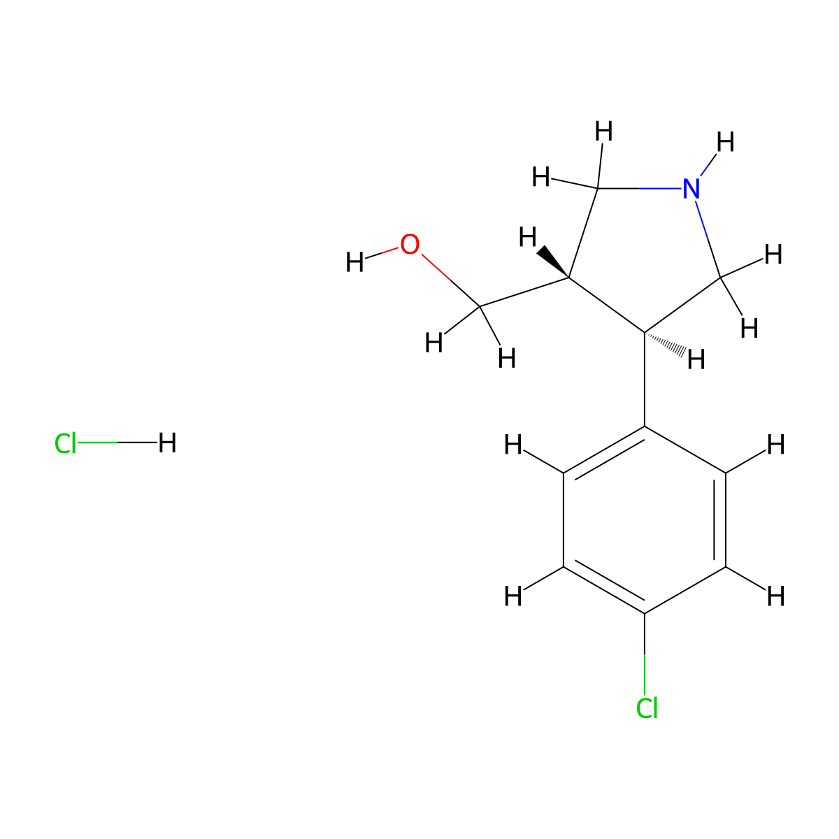 rac-[(3R,4S)-4-(4-chlorophenyl)pyrrolidin-3-yl]methanol hydrochloride molecular structure, CAS 1217780-42-1