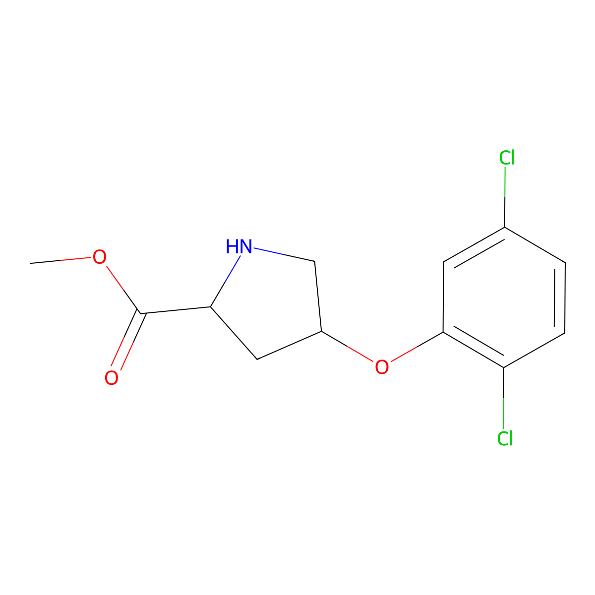 Methyl (2S,4S)-4-(2,5-dichlorophenoxy)-2-pyrrolidinecarboxylate molecular structure, CAS 1217781-70-8