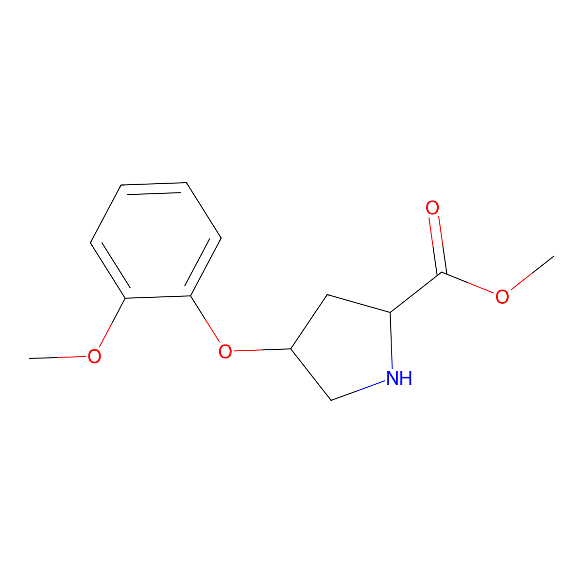 Methyl (2S,4S)-4-(2-methoxyphenoxy)-2-pyrrolidinecarboxylate molecular structure, CAS 1217782-72-3