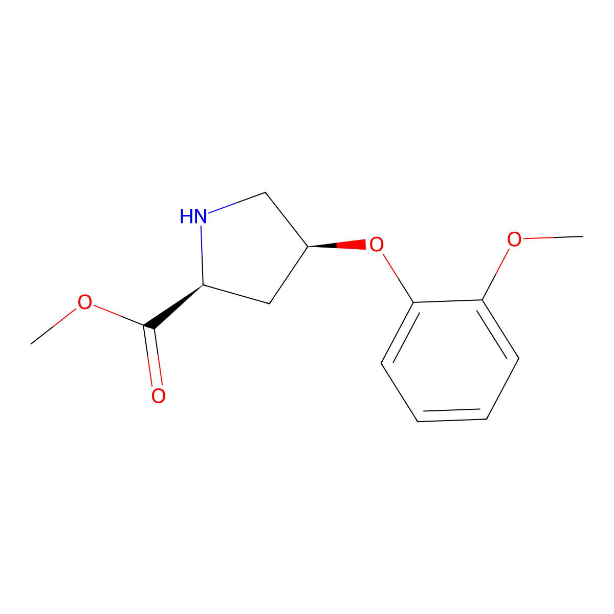 Methyl (2S,4S)-4-(2-methoxyphenoxy)-2-pyrrolidinecarboxylate molecular structure, CAS 1217782-72-3