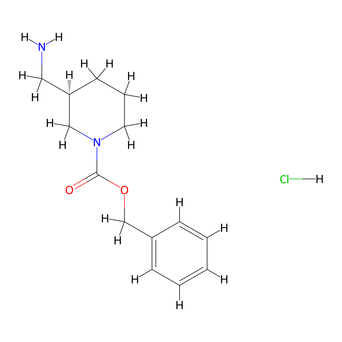 (R)-Benzyl 3-(aminomethyl)piperidine-1-carboxylate hydrochloride molecular structure, CAS 1217782-86-9