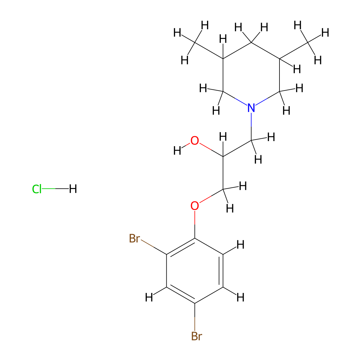 1-(2,4-Dibromophenoxy)-3-(3,5-dimethylpiperidin-1-yl)propan-2-ol hydrochloride molecular structure, CAS 1217782-90-5