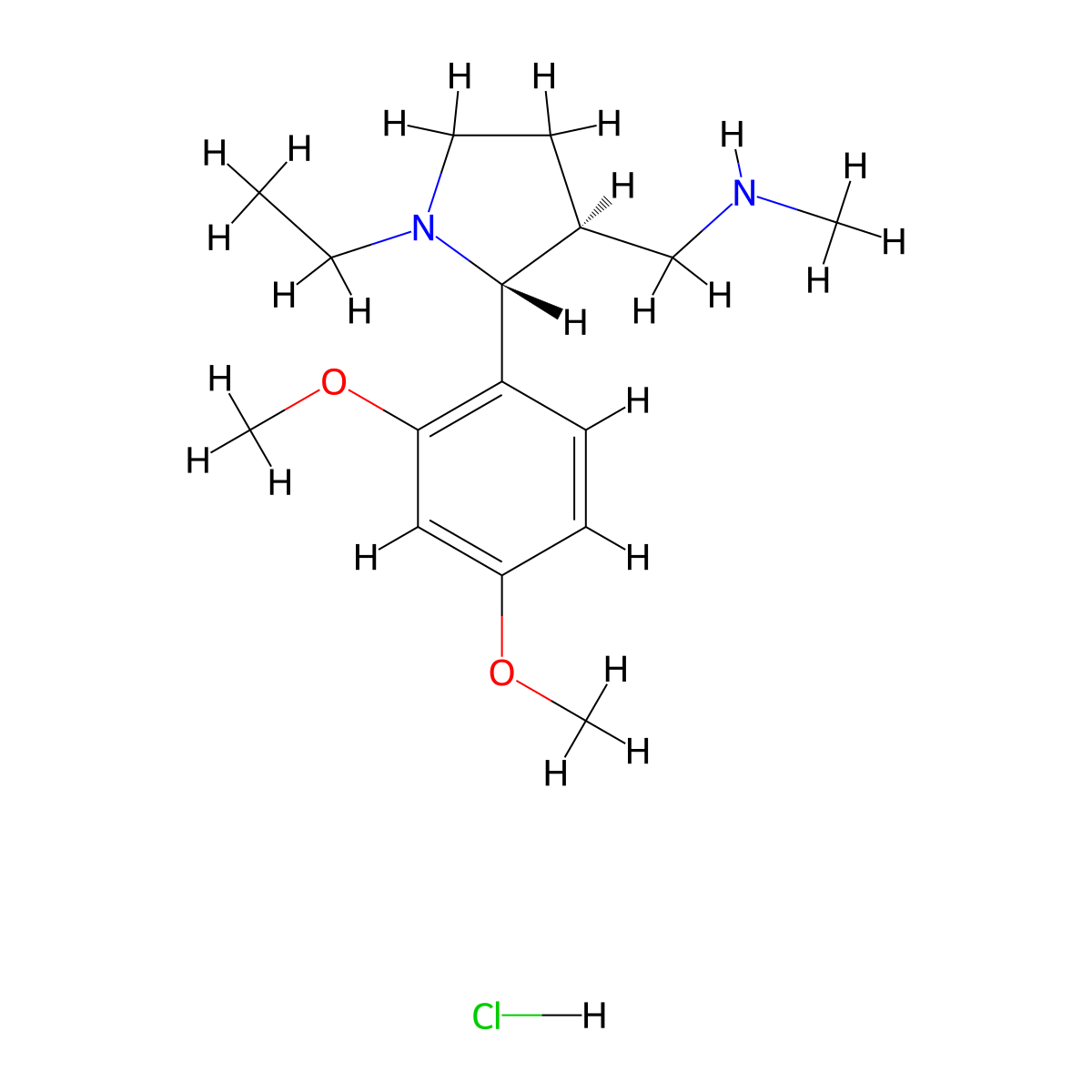 [(2R,3S)-2-(2,4-Dimethoxy-phenyl)-1-ethyl-pyrrolidin-3-ylmethyl]-methyl-amine hydrochloride molecular structure, CAS 1217787-04-6