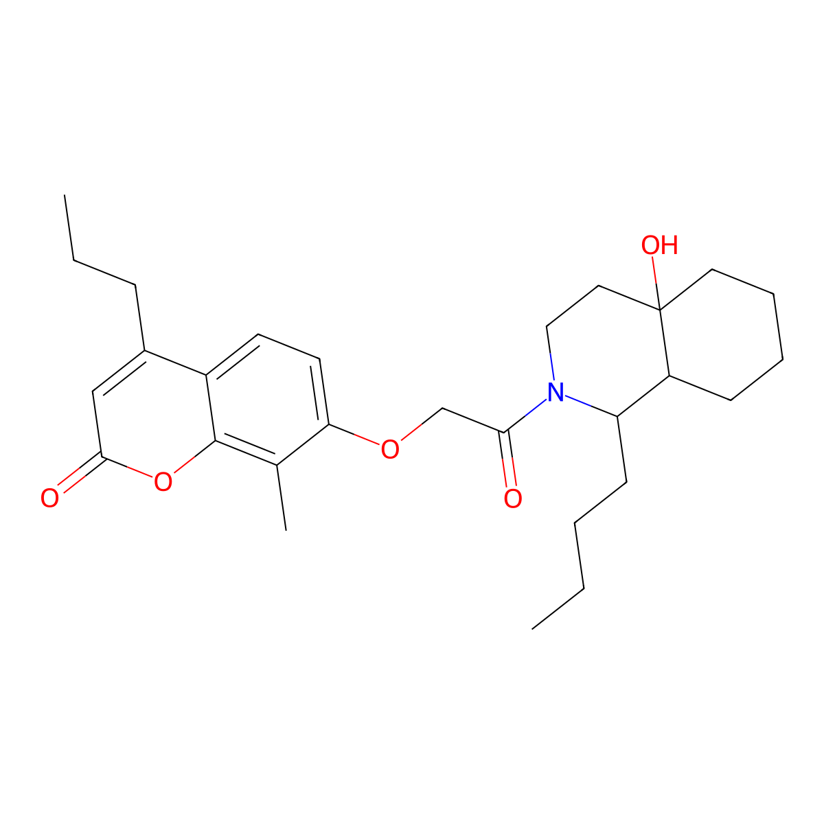 7-[2-(1-butyl-4a-hydroxyoctahydroisoquinolin-2(1H)-yl)-2-oxoethoxy]-8-methyl-4-propyl-2H-chromen-2-one molecular structure, CAS 1217788-08-3