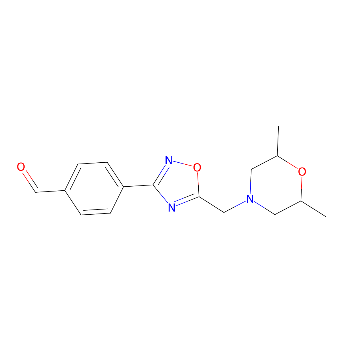 4-(5-{[(2R,6S)-2,6-dimethylmorpholin-4-yl]methyl}-1,2,4-oxadiazol-3-yl)benzaldehyde hydrochloride molecular structure, CAS 1217788-40-3