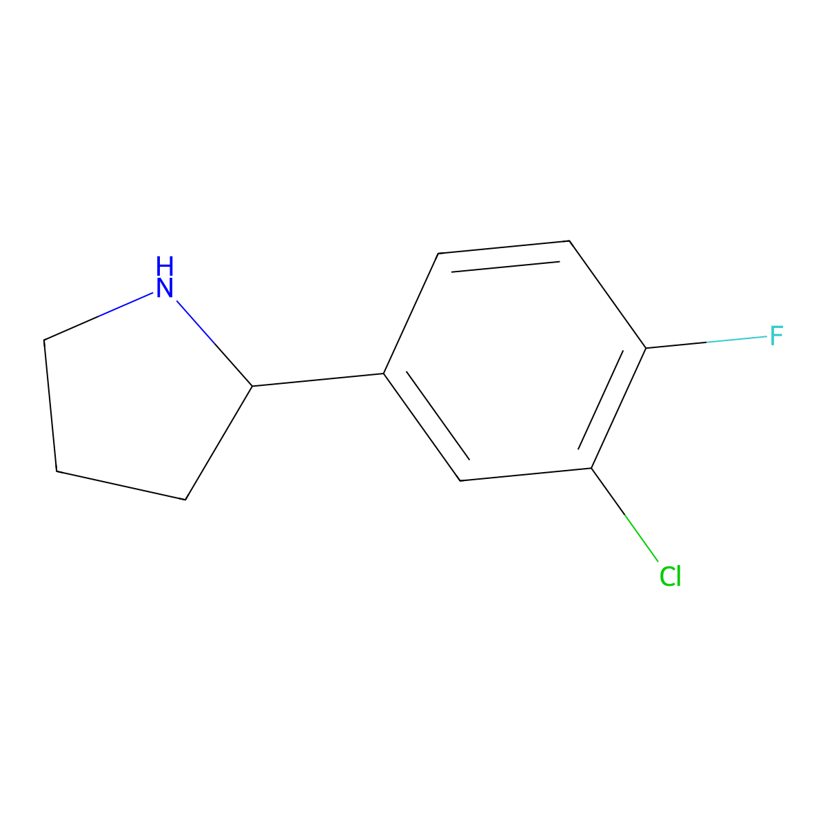 (S)-2-(3-Chloro-4-fluorophenyl)pyrrolidine molecular structure, CAS 1217788-74-3