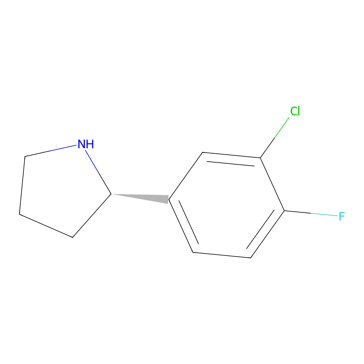 (S)-2-(3-Chloro-4-fluorophenyl)pyrrolidine molecular structure, CAS 1217788-74-3