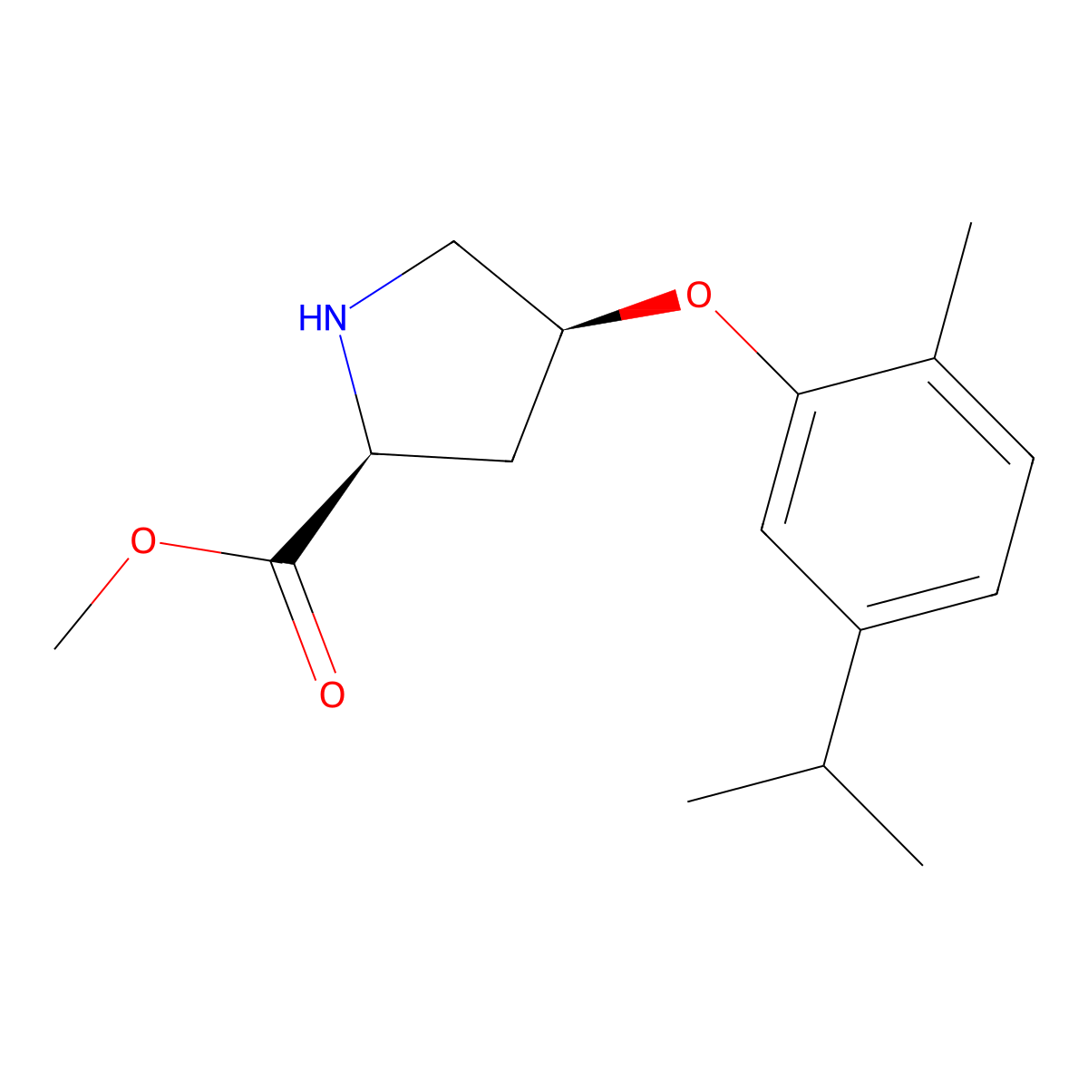 Methyl (2S,4S)-4-(5-isopropyl-2-methylphenoxy)-2-pyrrolidinecarboxylate molecular structure, CAS 1217791-17-7