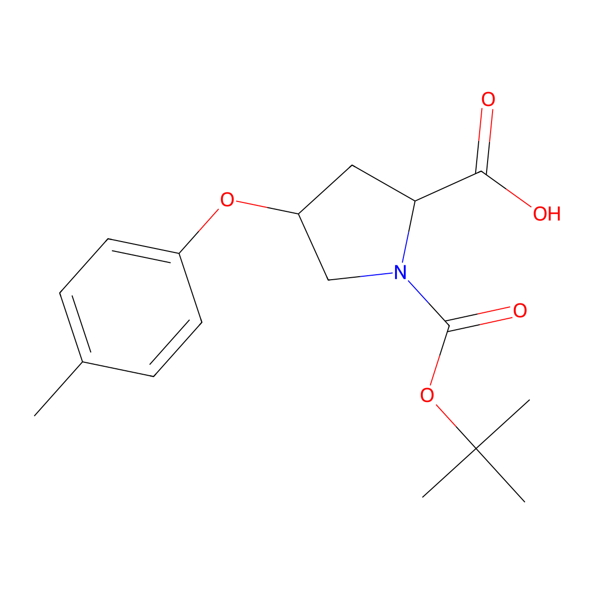 (2S,4S)-1-(Tert-butoxycarbonyl)-4-(4-methyl-phenoxy)-2-pyrrolidinecarboxylic acid molecular structure, CAS 1217791-36-0