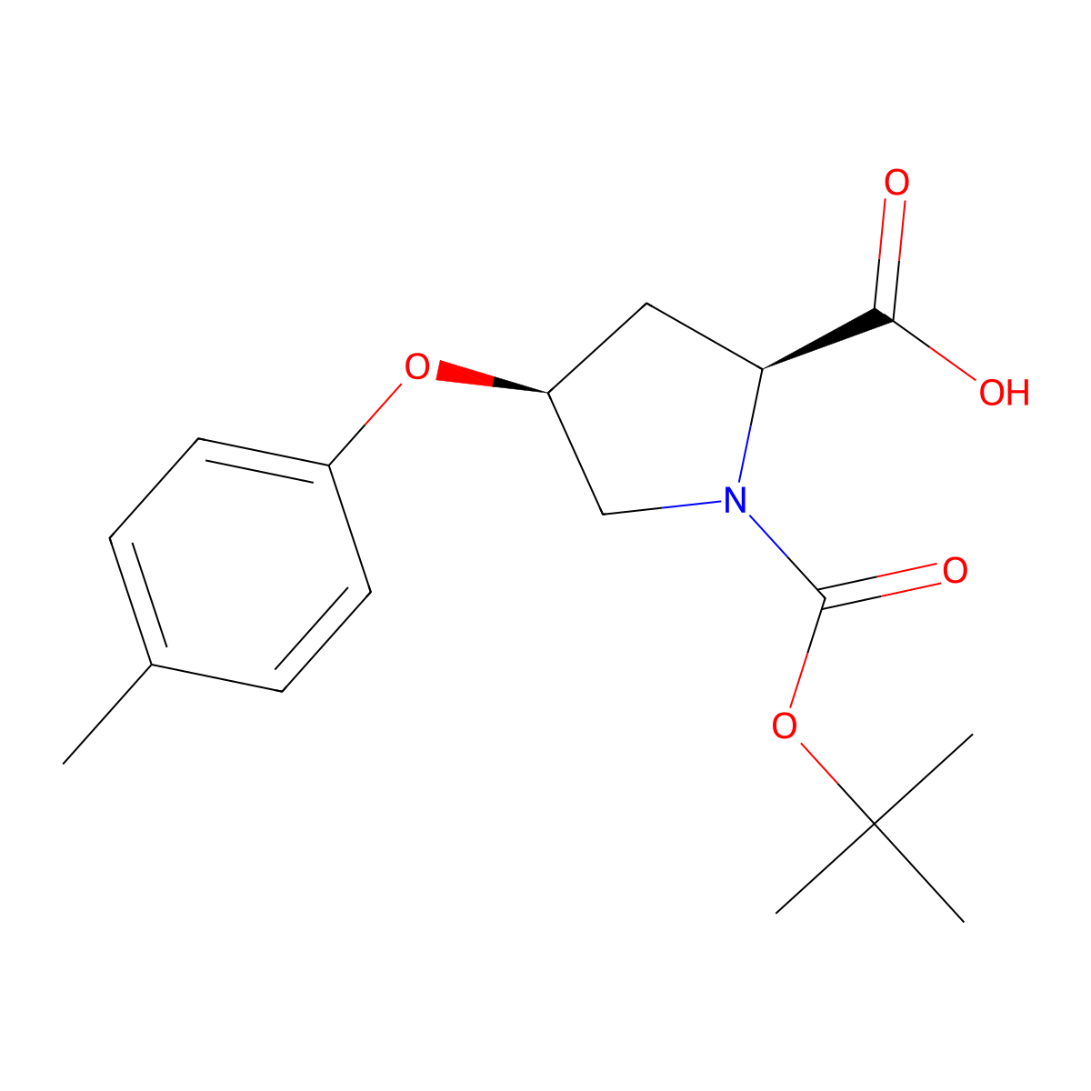 (2S,4S)-1-(Tert-butoxycarbonyl)-4-(4-methyl-phenoxy)-2-pyrrolidinecarboxylic acid molecular structure, CAS 1217791-36-0