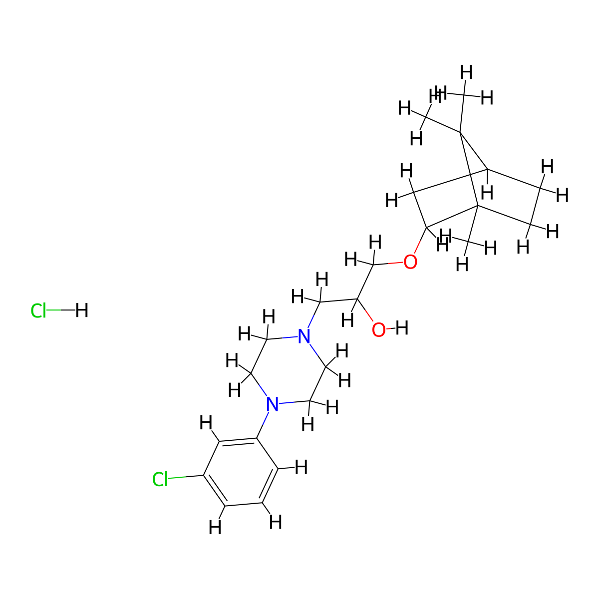1-(4-(3-chlorophenyl)piperazin-1-yl)-3-(((1S,4R)-1,7,7-trimethylbicyclo[2.2.1]heptan-2-yl)oxy)propan-2-ol hydrochloride molecular structure, CAS 1217792-16-9