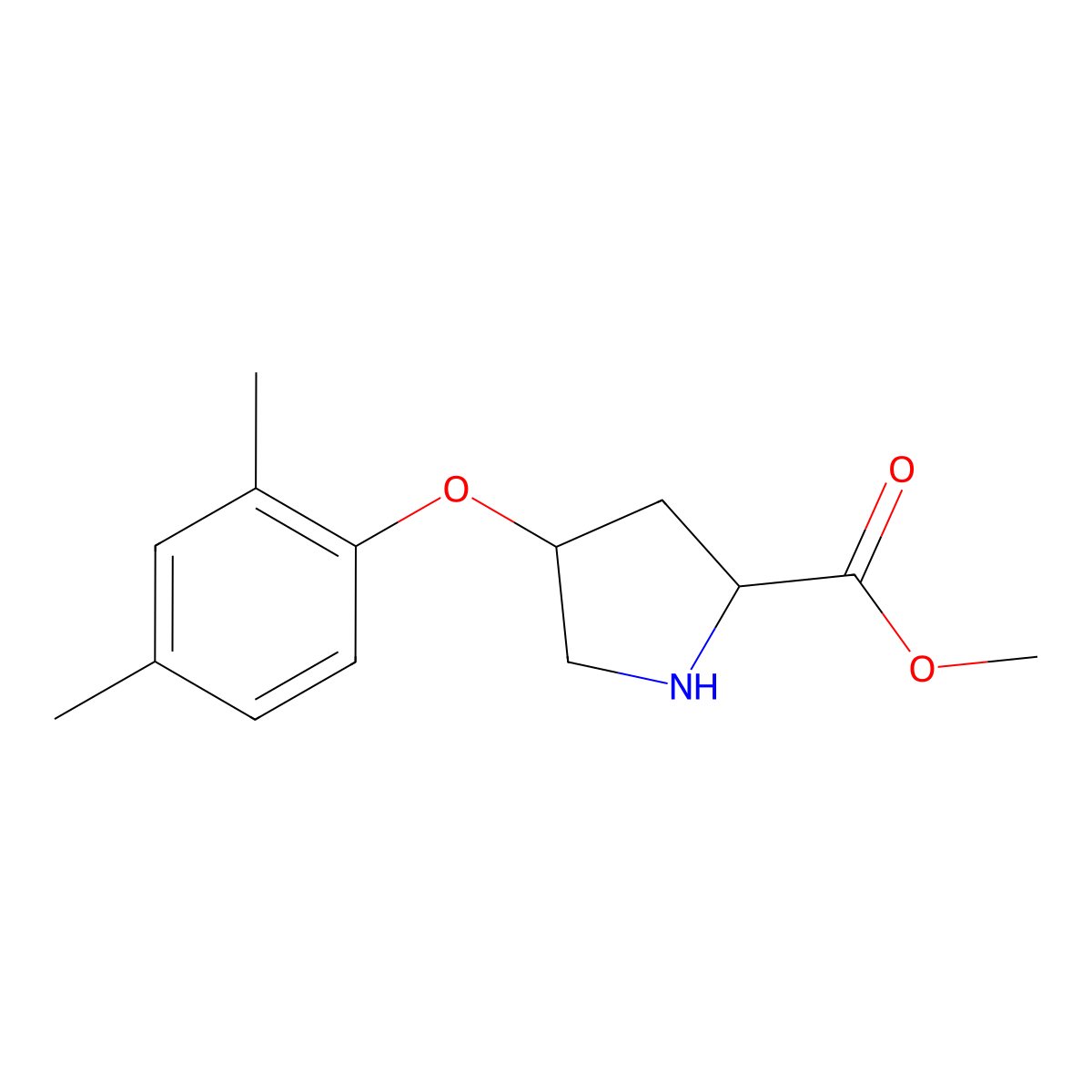 Methyl (2S,4S)-4-(2,4-dimethylphenoxy)-2-pyrrolidinecarboxylate molecular structure, CAS 1217792-37-4