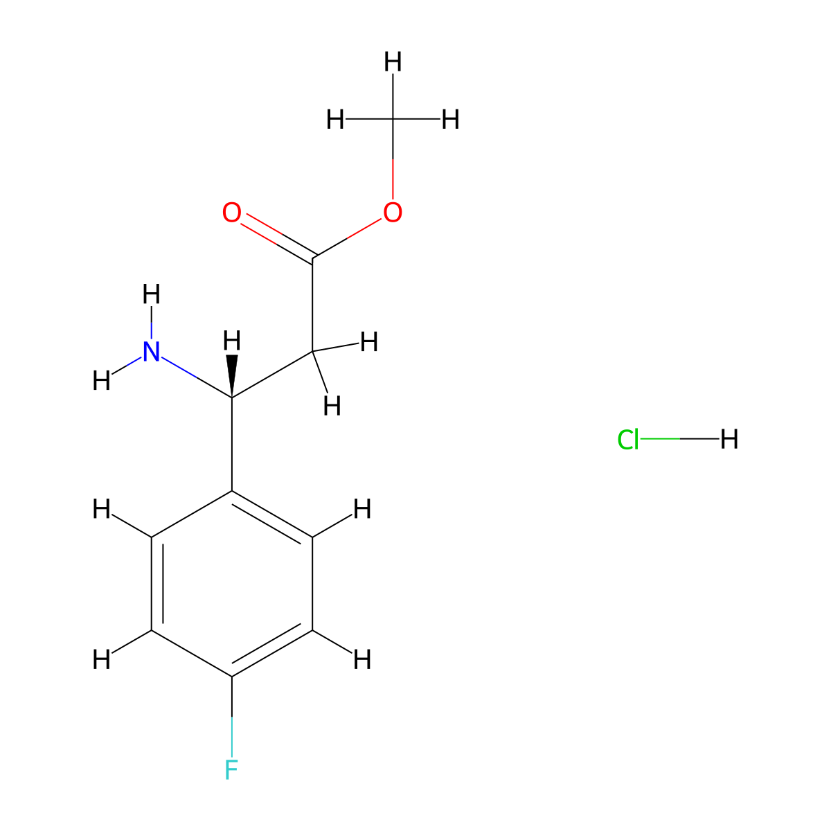 Methyl (3r)-3-amino-3-(4-fluorophenyl)propanoate hydrochloride molecular structure, CAS 1217792-89-6