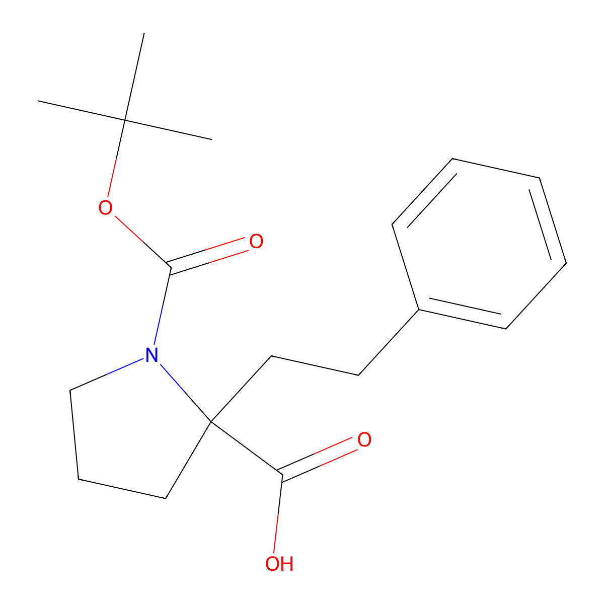 (R)-1-(tert-Butoxycarbonyl)-2-phenethylpyrrolidine-2-carboxylic acid molecular structure, CAS 1217805-48-5