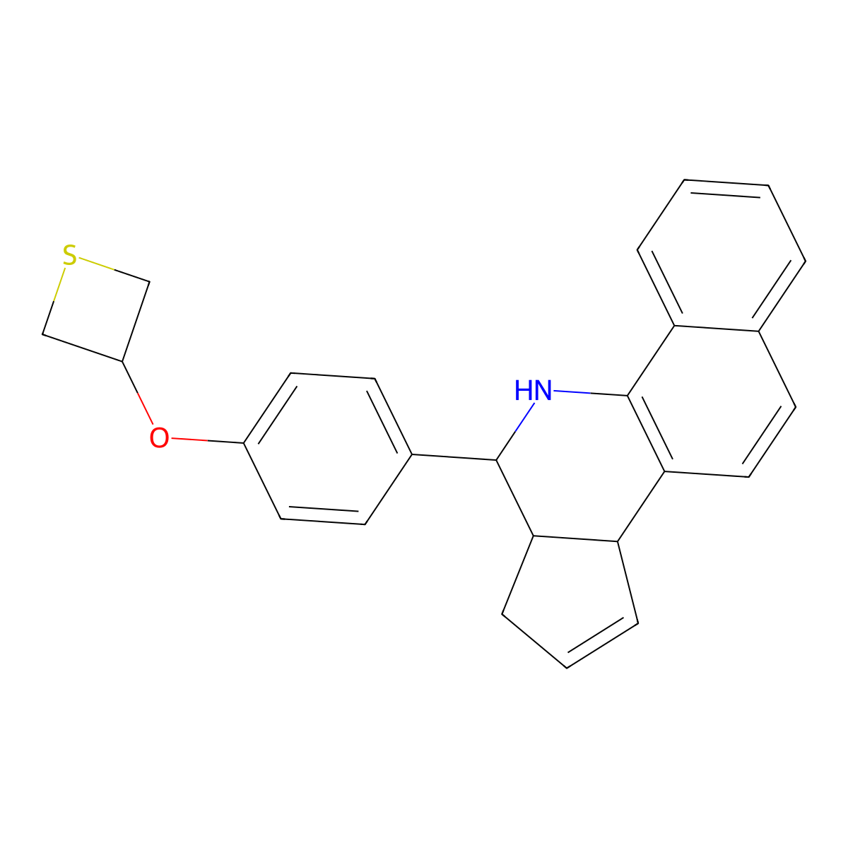 6,6a,7,9a-Tetrahydro-6-(4-(3-thietanyloxy)phenyl)-5H-benzo(h)cyclopenta(c)quinoline molecular structure, CAS 1217809-90-9