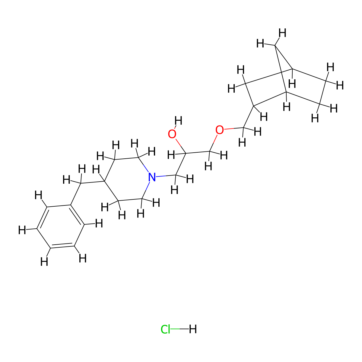 1-(4-benzylpiperidin-1-yl)-3-((1R,4S)-bicyclo[2.2.1]heptan-2-ylmethoxy)propan-2-ol hydrochloride molecular structure, CAS 1217810-06-4